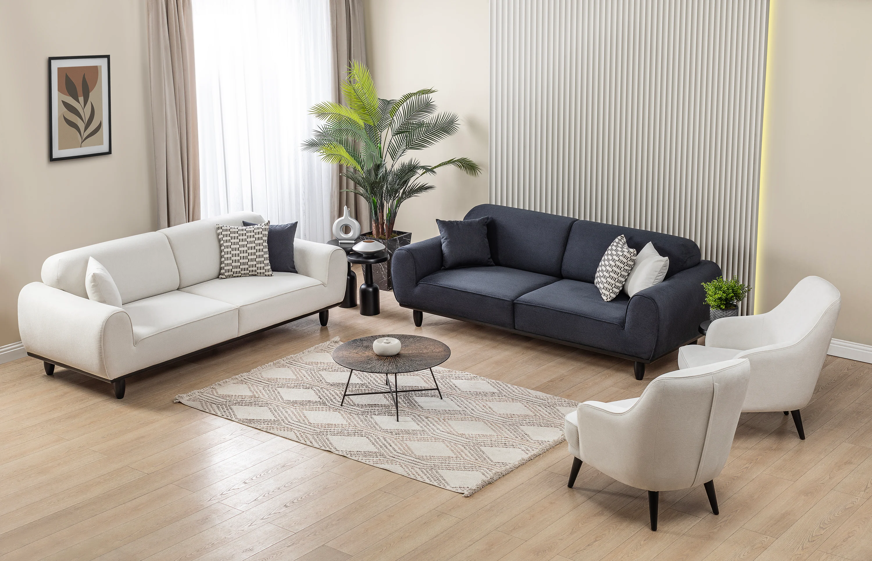 Bornova Siyah Ahşaplı Koltuk Takımı