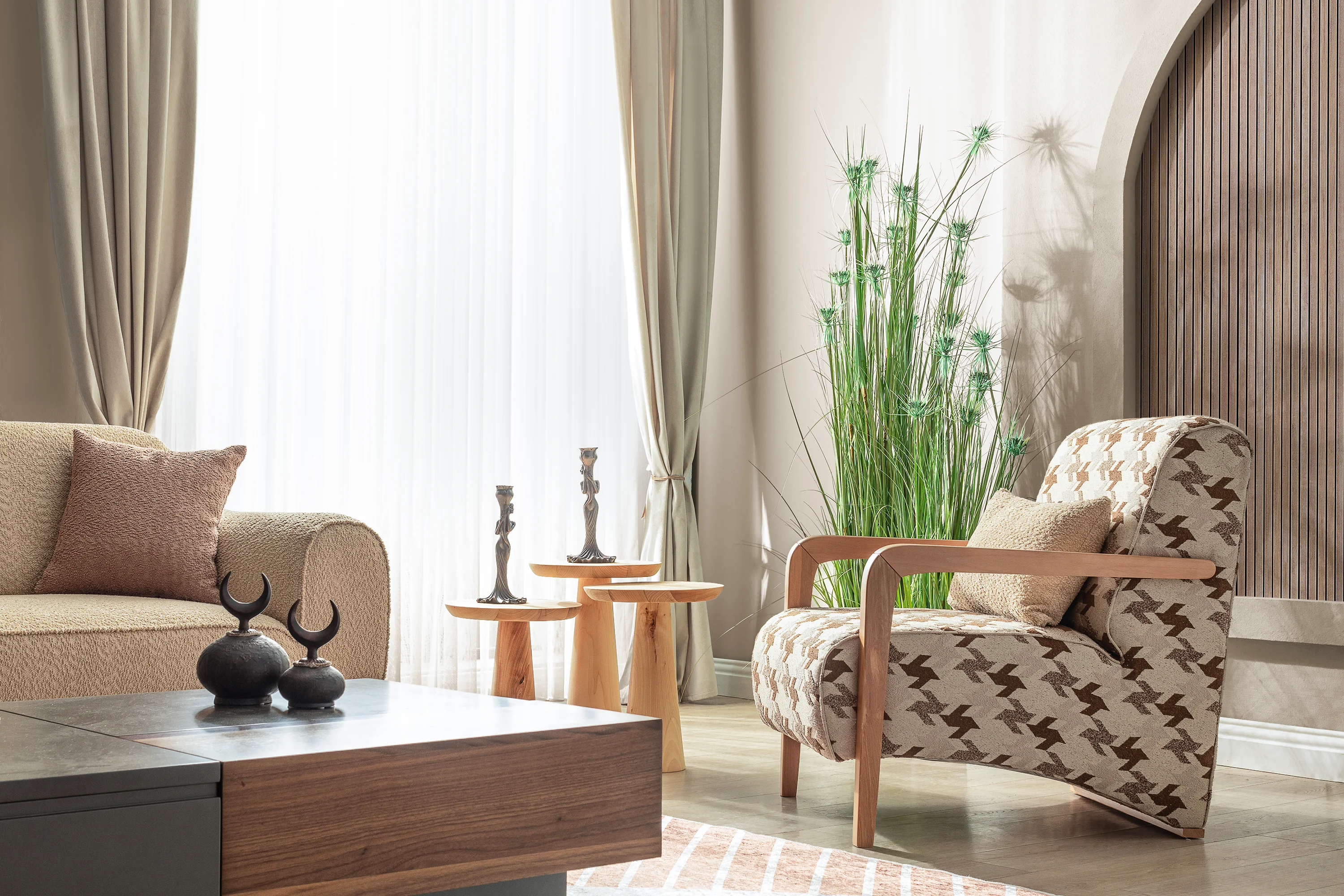 Bornova Naturel Metal Koltuk Takımı