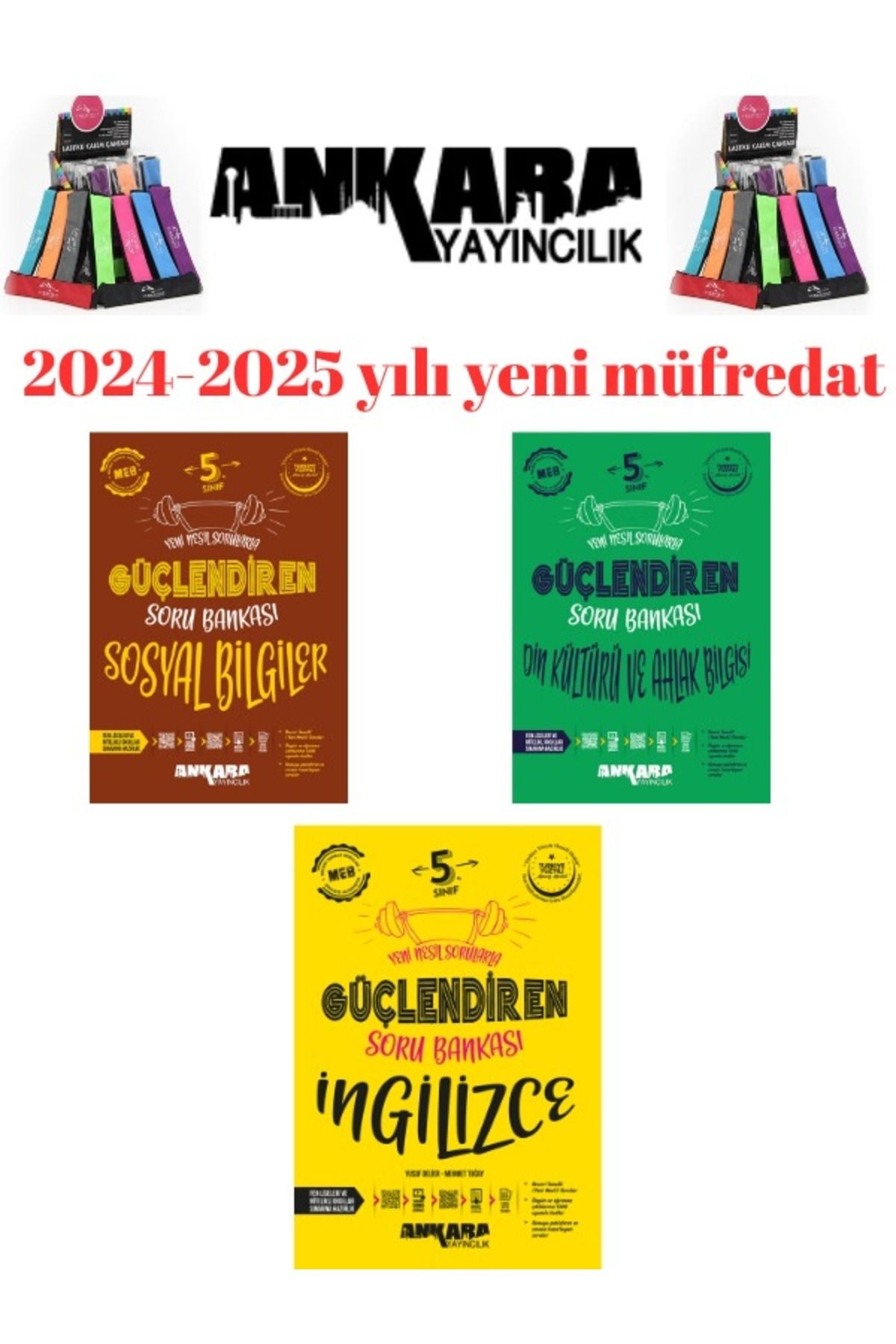 2025 5.Sınıf Din Kültürü-Sosyal-İngilizce  %100 Yeni Müfredat Soru Bankası+Kalemlik