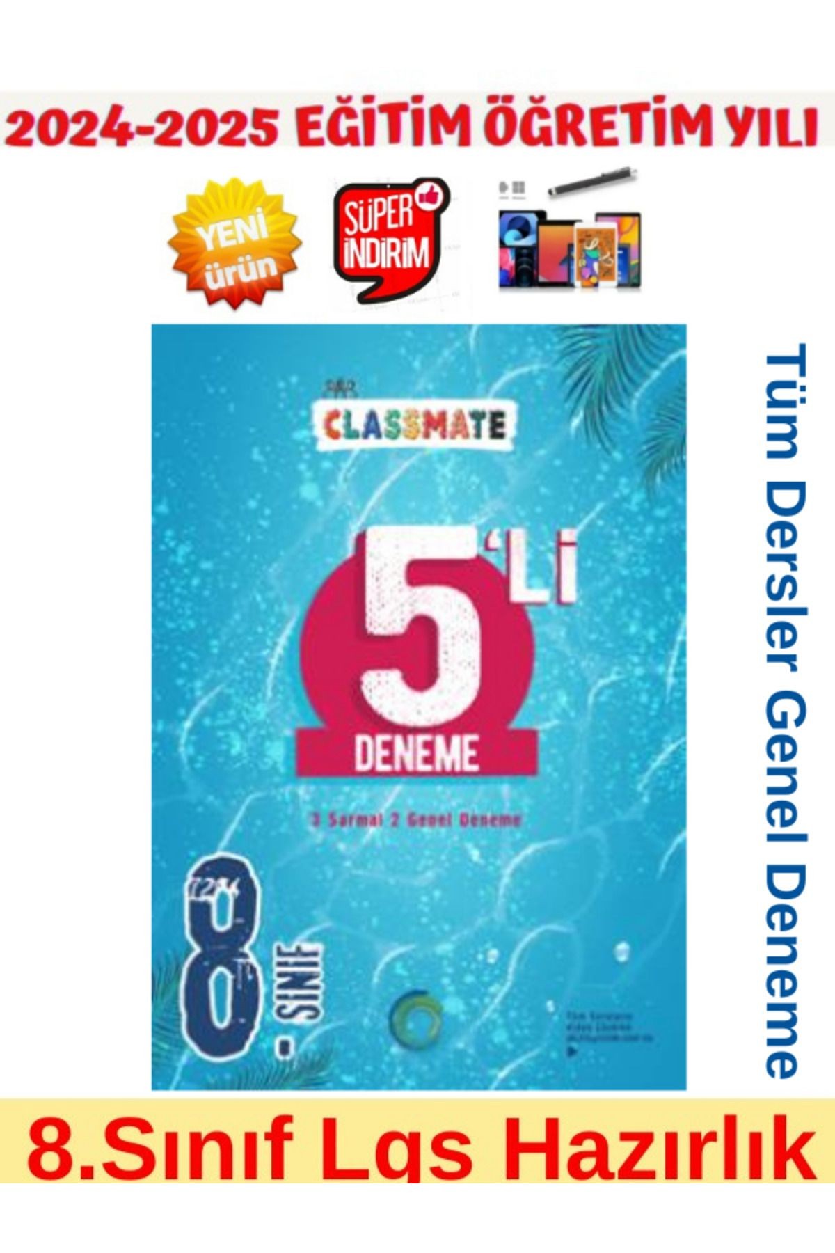 2025 8.Sınıf Clasmate Lgs Hazırlık Tüm Dersler Video Çözümlü 5 Deneme+Android Kalem