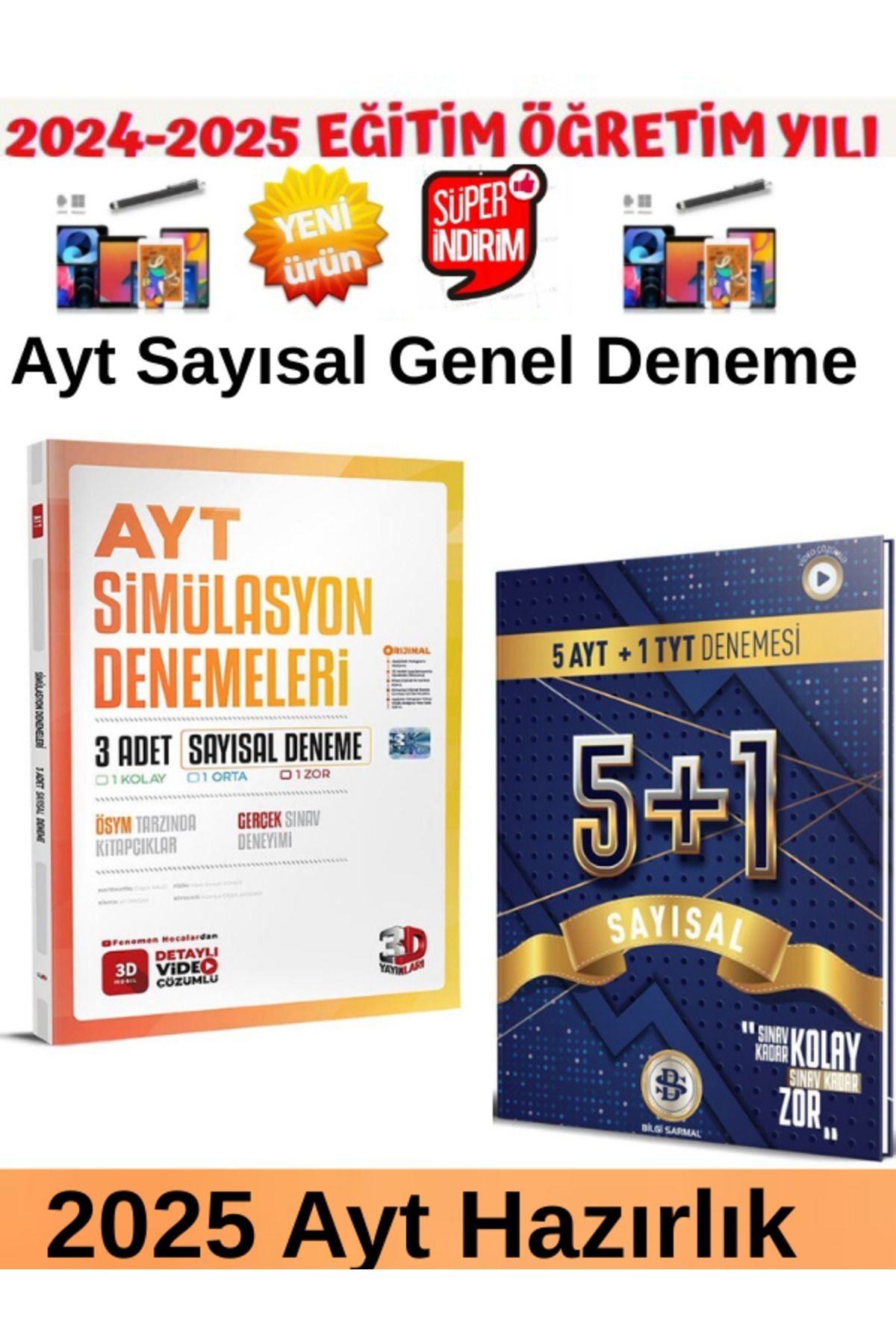 3D Ayt Sayısal Simulasyon 3 Deneme+Bilgi Sarmal Ayt Sayısal 5+1 Deneme+Android Kalem