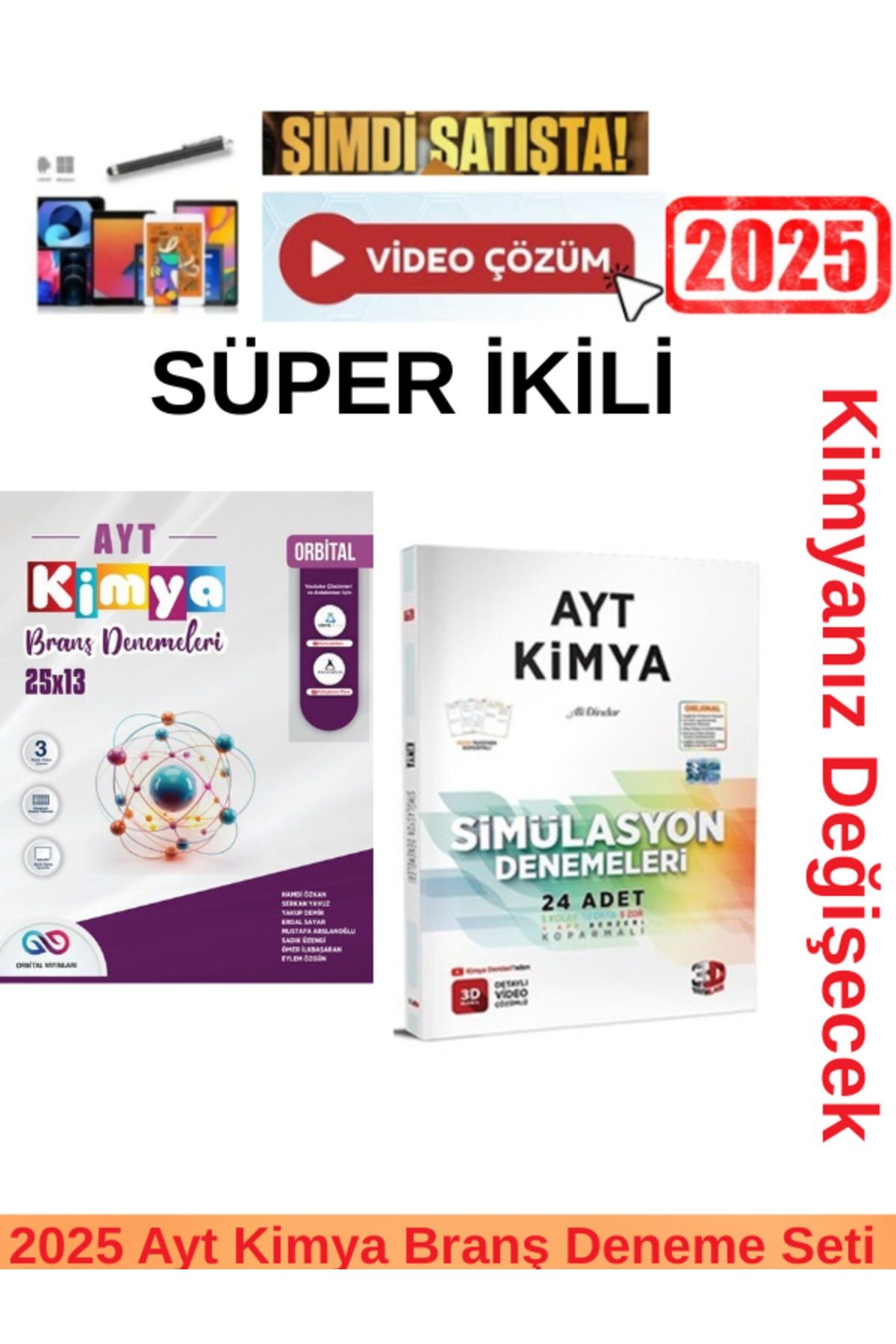 2025 Ayt Kimya 25x13 Branş Deneme+3d Ayt Kimya 24 lü Branş Deneme +Android Kalem