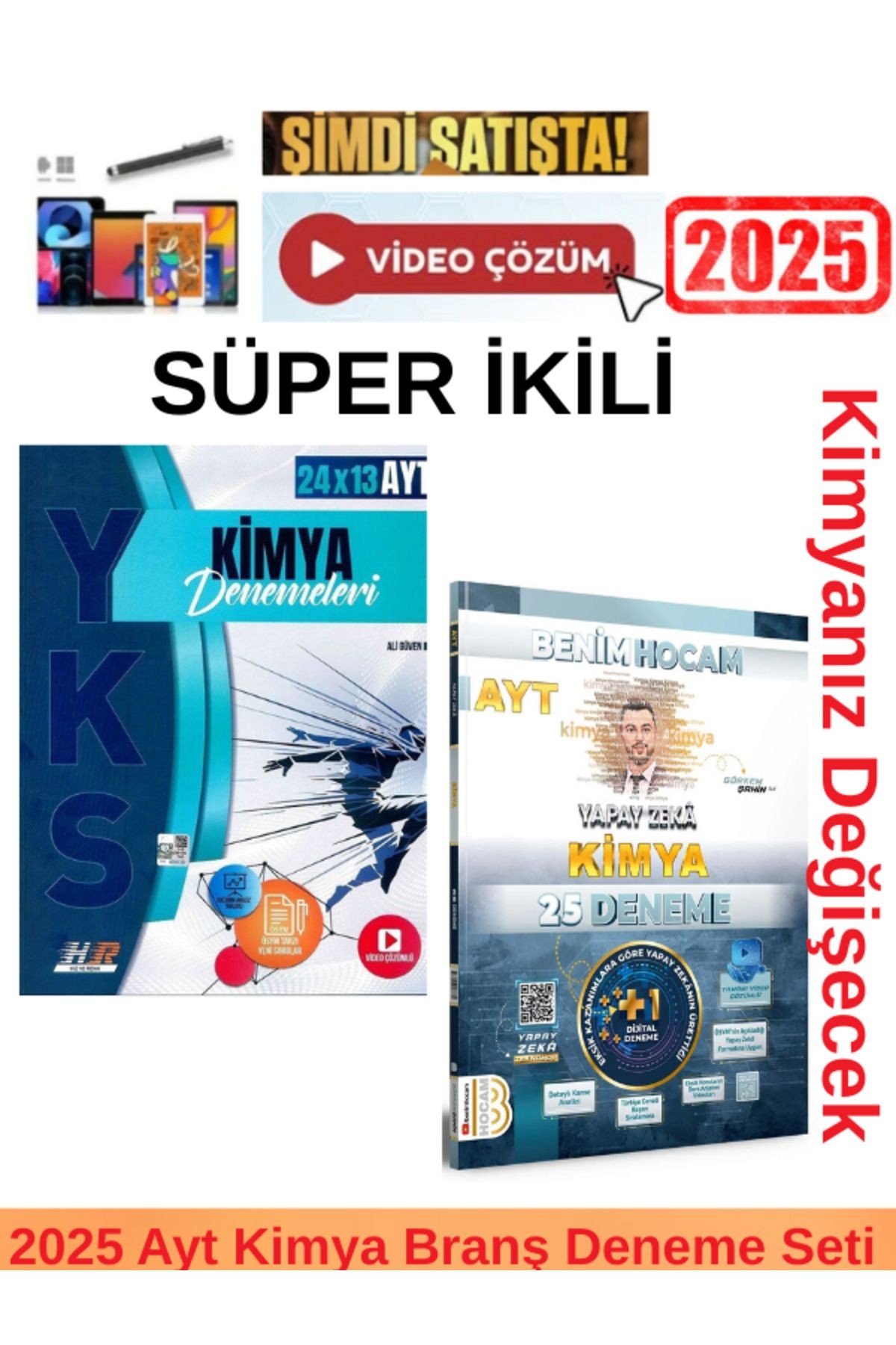 2025 Ayt Kimya 24x13 Branş Deneme +Benim Hocam Ayt Yapay Zeka Kimya 25 Deneme Seti+ Kalem