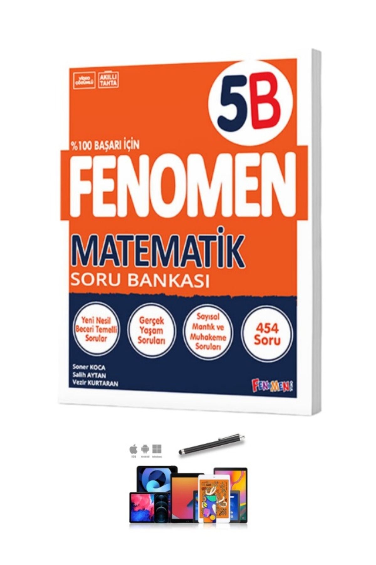 2024 Güncel 5.Sınıf Matematik 5B(454 Yeni Nesil Soru)Soru Bankası+Dokunmatik Kalem