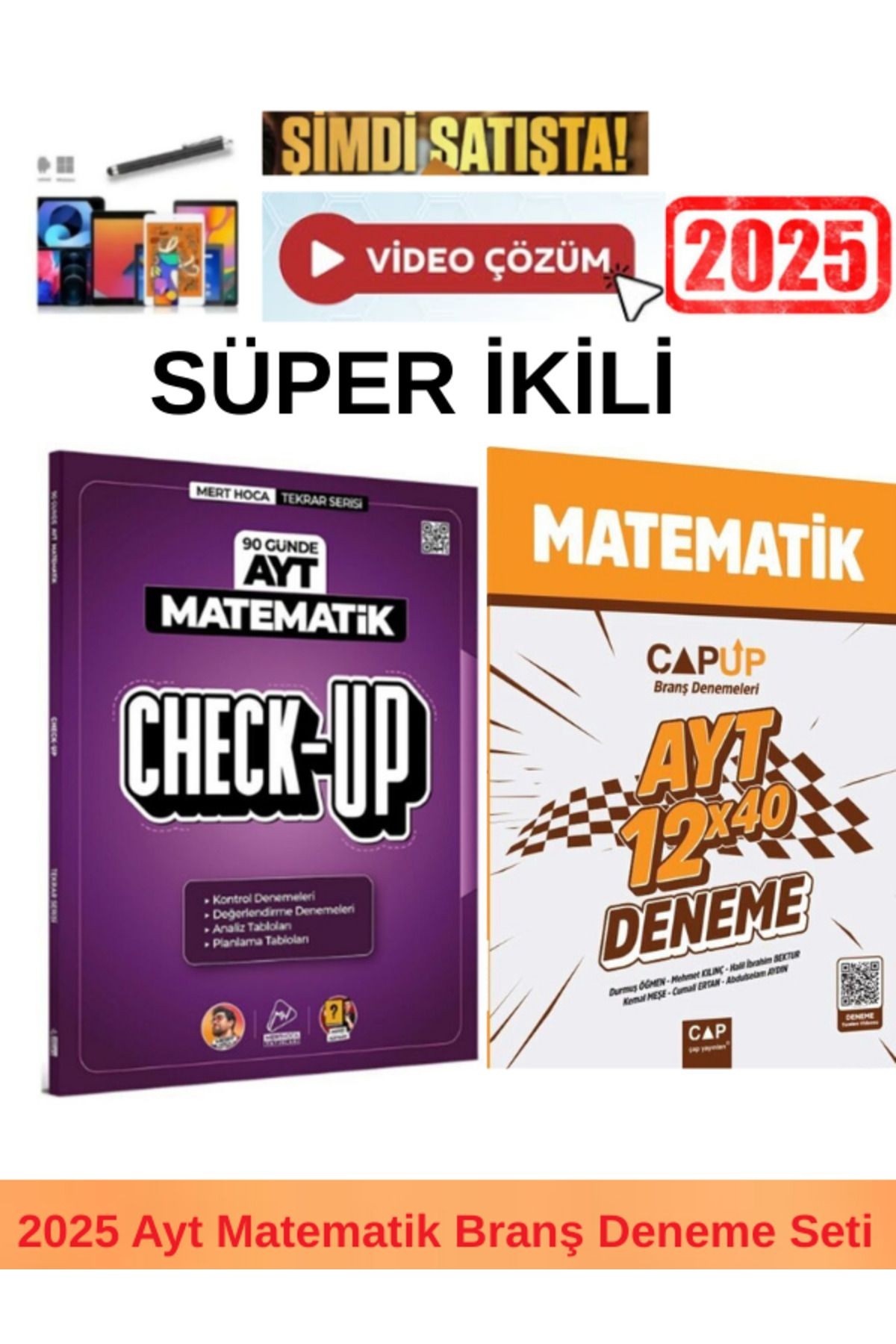2025 Ayt Check Up 90 Günde Matematik Deneme+Çap 2025 Ayt Matematik 12x40 Deneme+Kalem