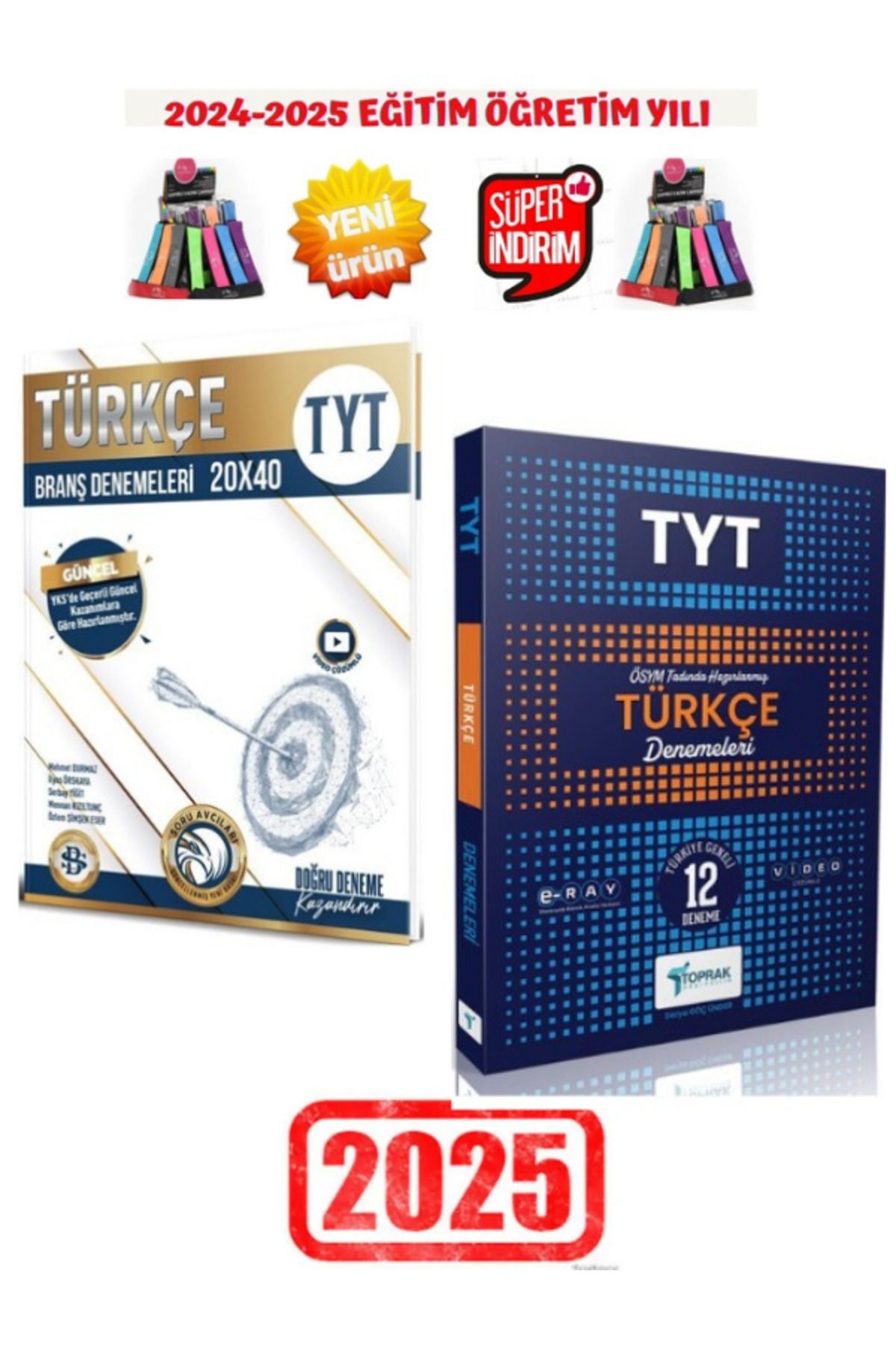 2025 Tyt Türkçe 20x40 Deneme+Toprak Yayınları Tyt Türkçe 12 Deneme Seti+Kalemlik