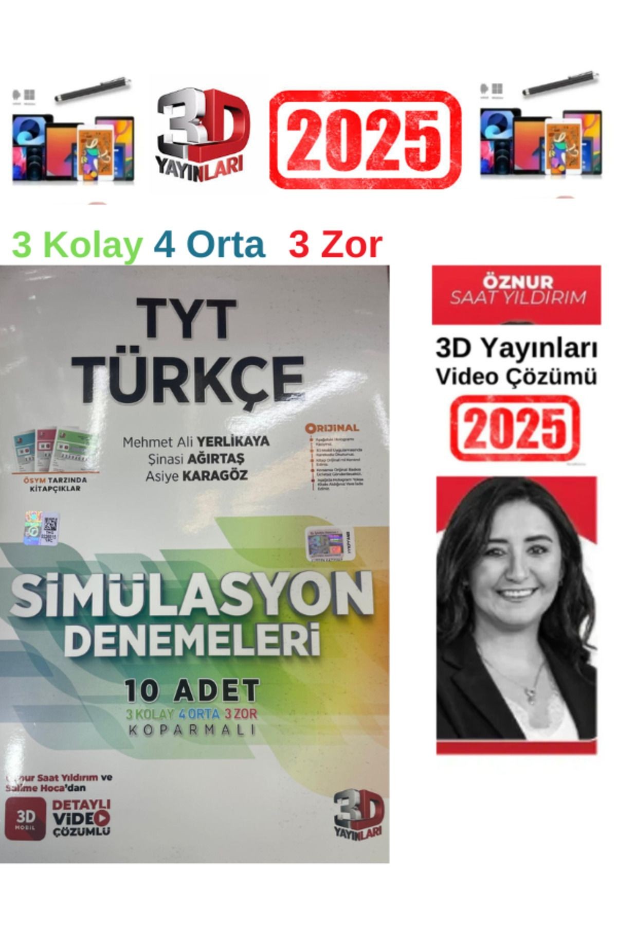 3d 2025 Tyt Türkçe  10 Deneme Öznur Saat Yıldırım Video Çözümlü Deneme+Android Kalem