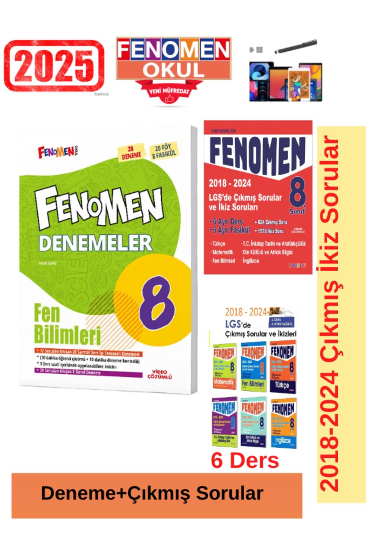 2025 8.Sınıf Fen Deneme Seti+Lgs 2018-2024  Çıkmış İkiz Soru Seti+Kalem