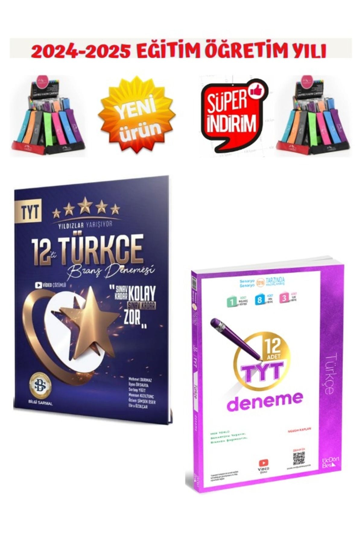 Yıldızlar 2025 Tyt Türkçe 12 Deneme+345 Tyt Türkçe 12 Deneme Seti+Kalemlik