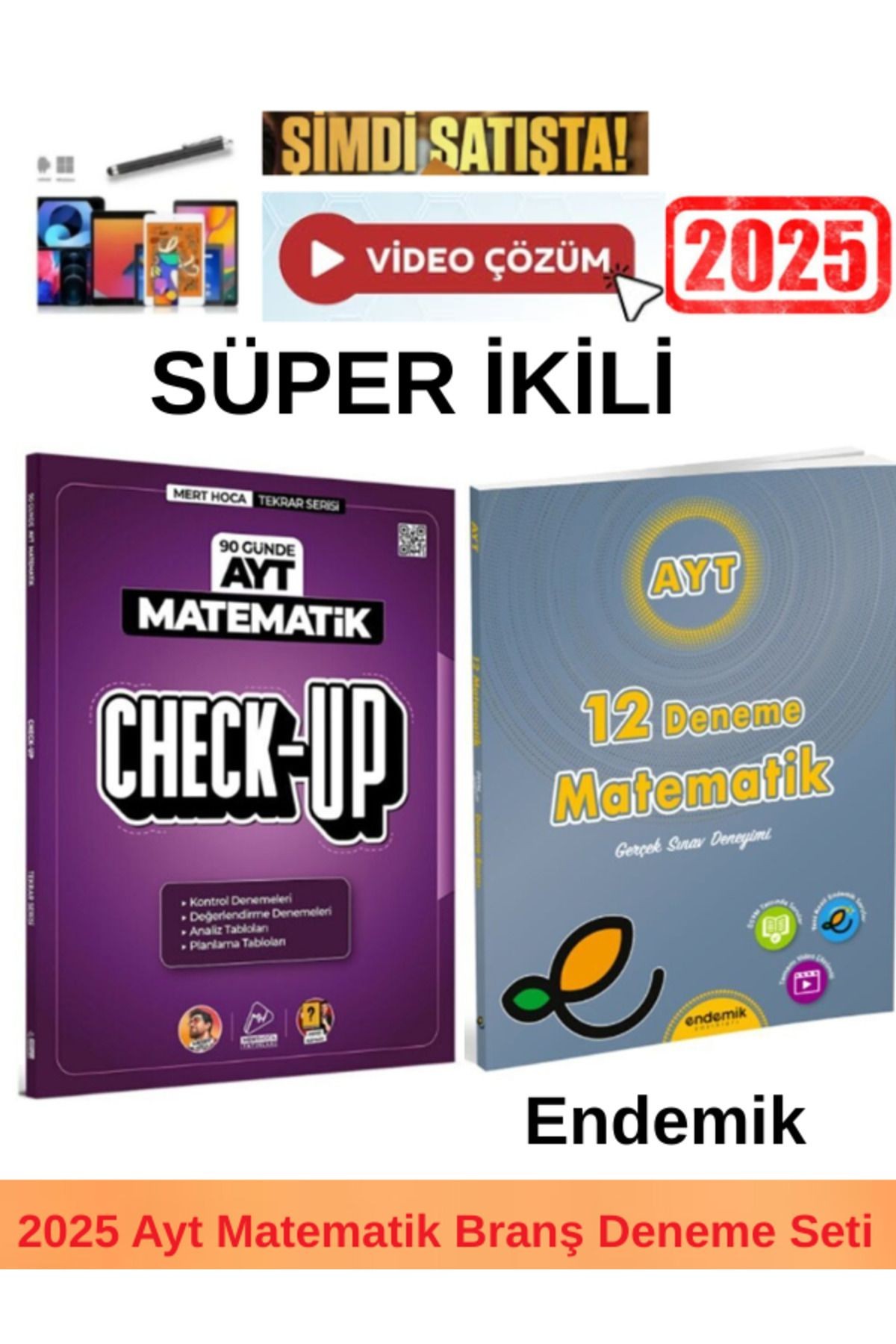 2025 Ayt Check Up 90 Günde Matematik Deneme+Endemik Ayt Matematik 12 li Deneme+Kalem