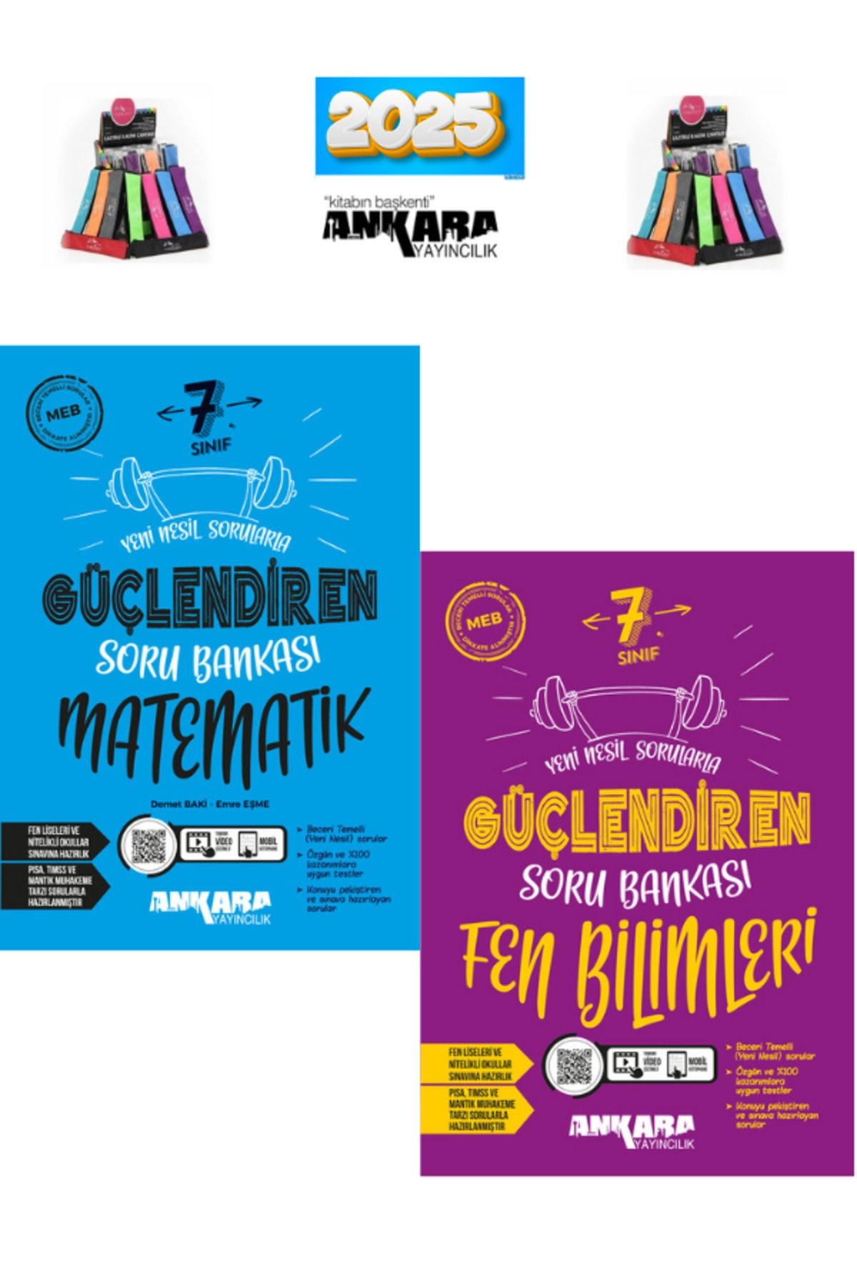 Ankara 7.Sınıf Matematik-Fen(2Kitap)Soru Bankası Seti+ Kalemlik