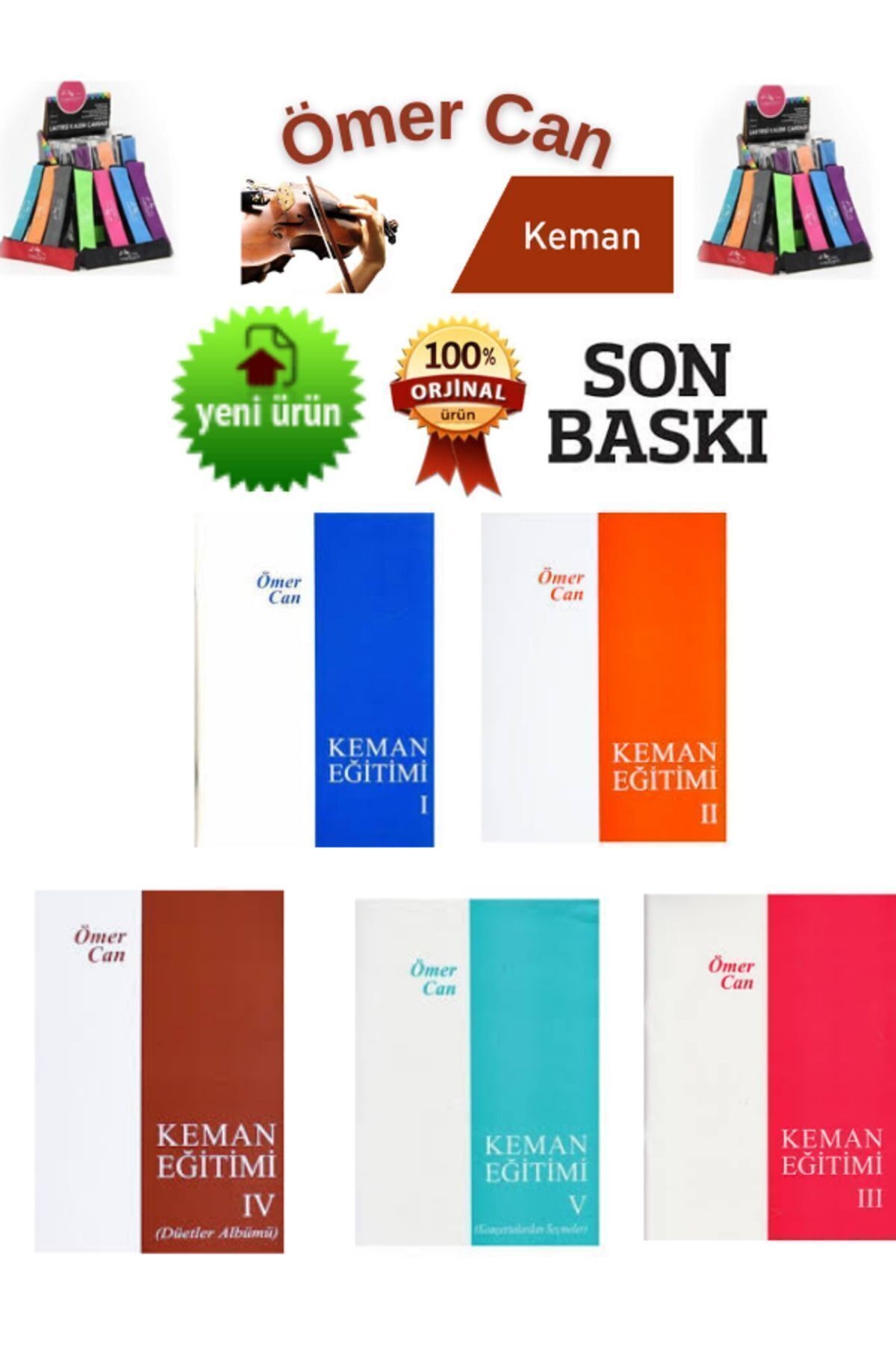 Ömer Can Keman Eğitimi 1-2-3-4-5  (Orijinal Ürün-Son Baskı)5 Kitap+Cambridge Lastikli Kalemlik