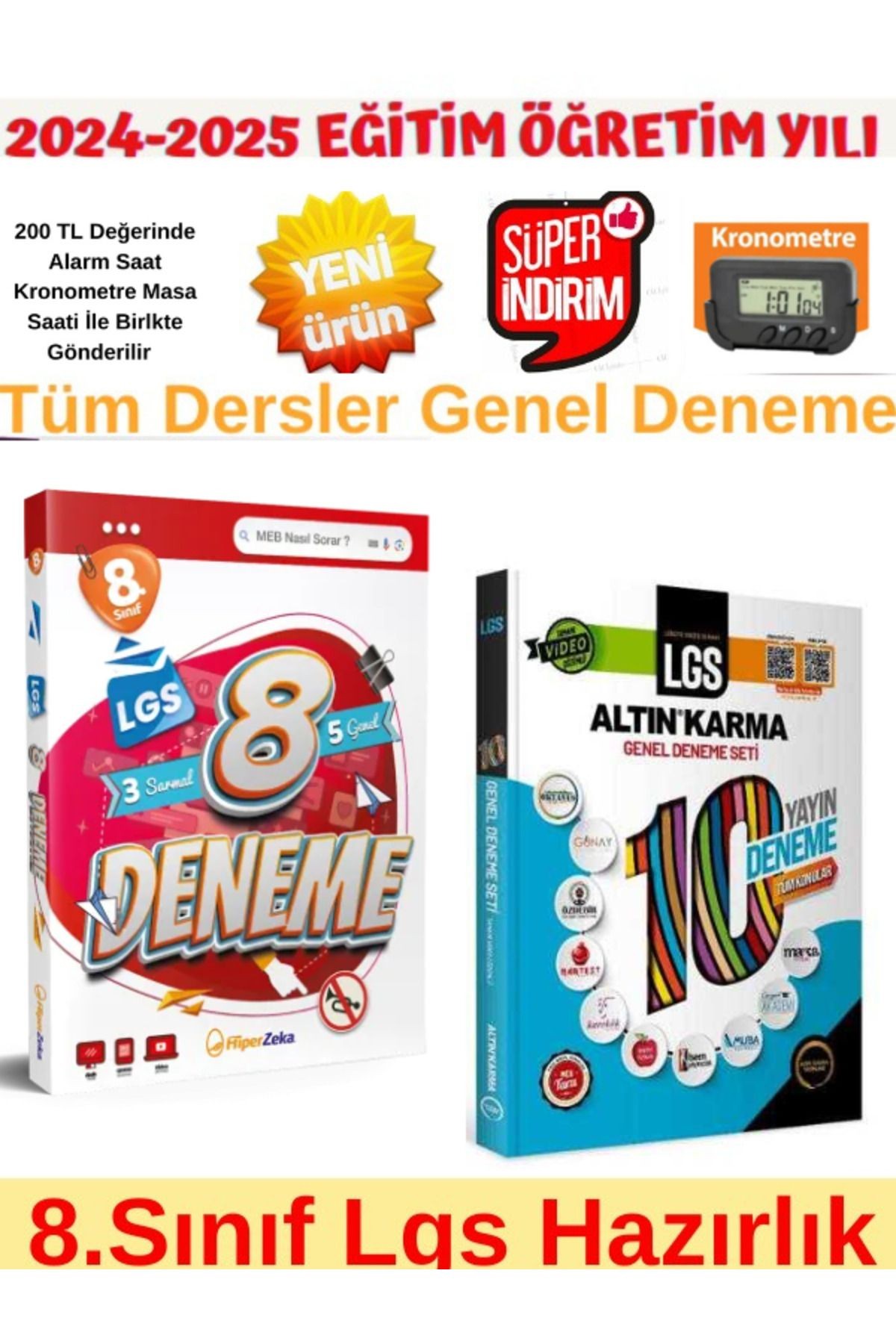 2025 8.Sınıf Lgs Tüm Dersler 3+5 Deneme+Altın Karma 8.Sınıf Lgs 10 Yayın 10 Deneme+Kronometre