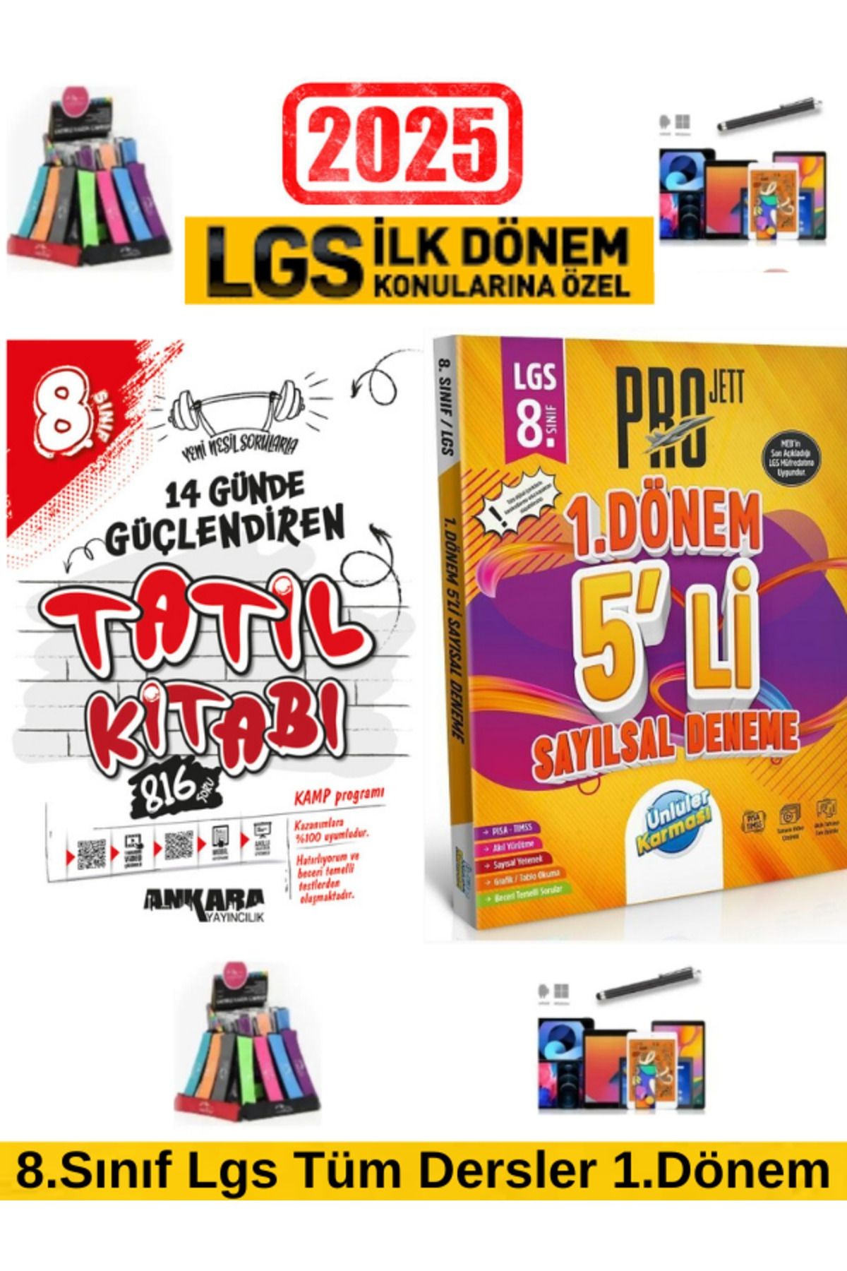 2025 8.Sınıf Lgs 1.Dönem Güçlendiren Tatil Kamp +Ünlüler Sempatik Sayısal 1.Dönem 5 Deneme+Kalem