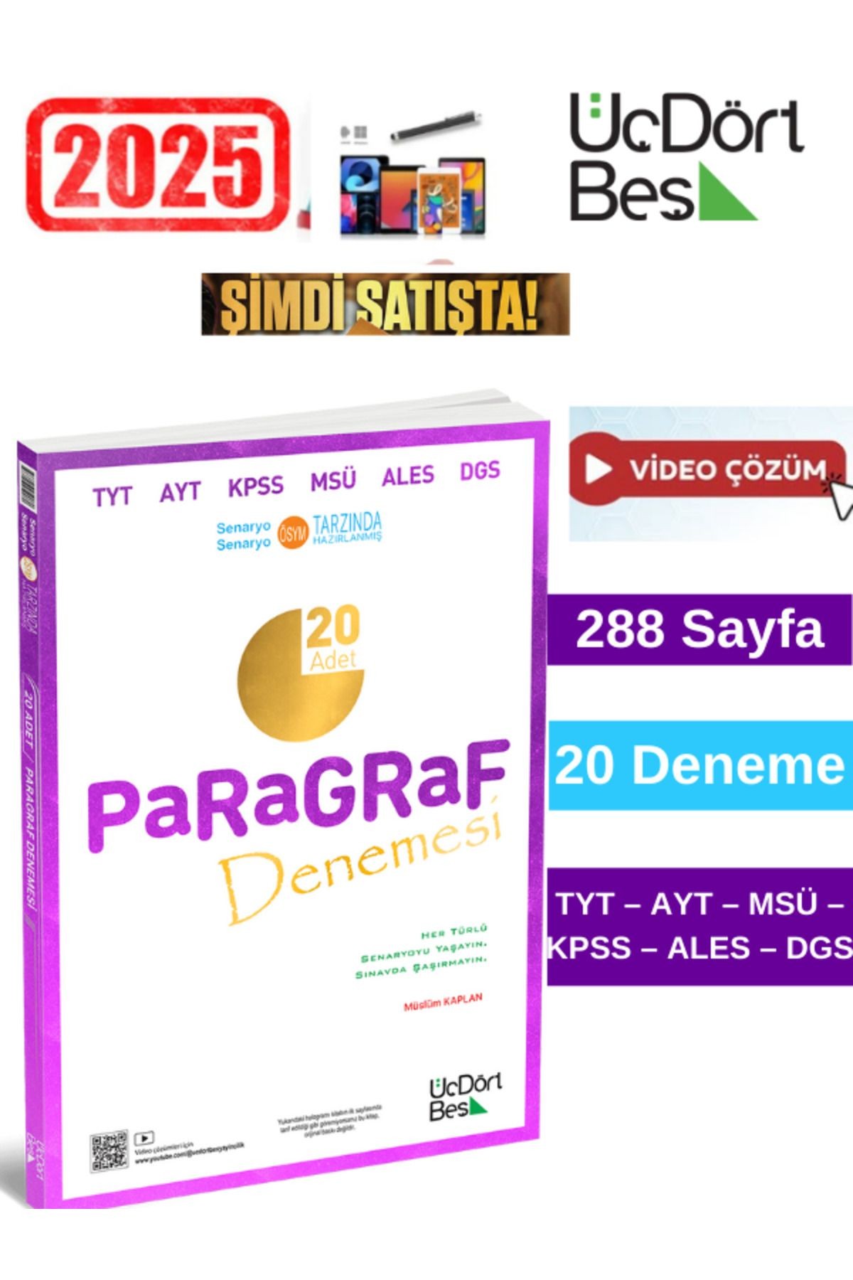 Üçdörtbeş Yay. 20 Adet Tyt-ayt-msü-kpss-ales-dgs Paragraf Denemesi (2025 MODEL)