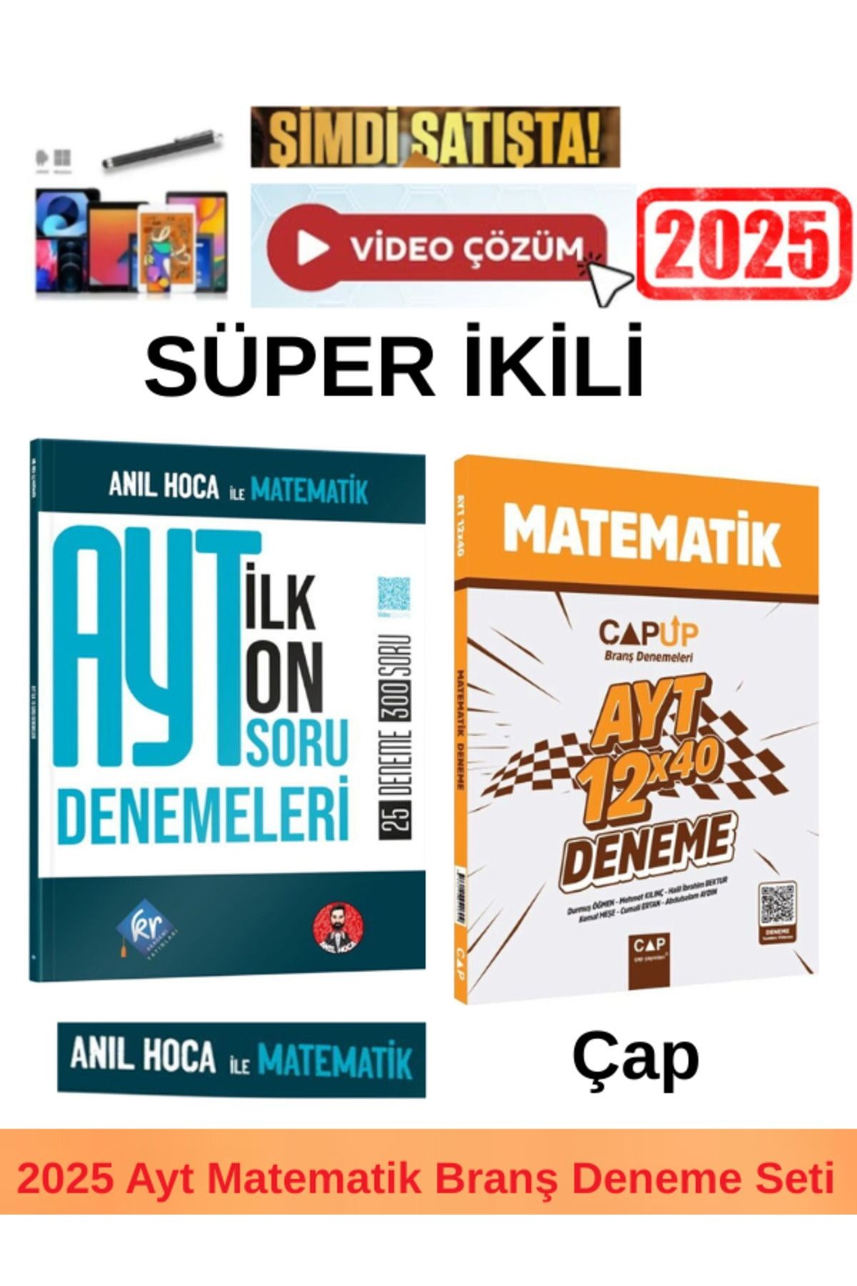 KR Anıl Hoca İle Matematik AYT İlk 10 Soru Denemeler +Çap Ayt Matematik 12x40 lı Deneme+Kalem