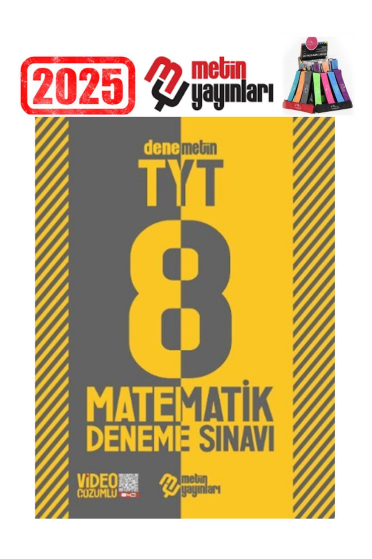 Metin Yayınları Güncel TYT Matematik Video Çözümlü 8 Deneme+Kalemlik(Denemetin)