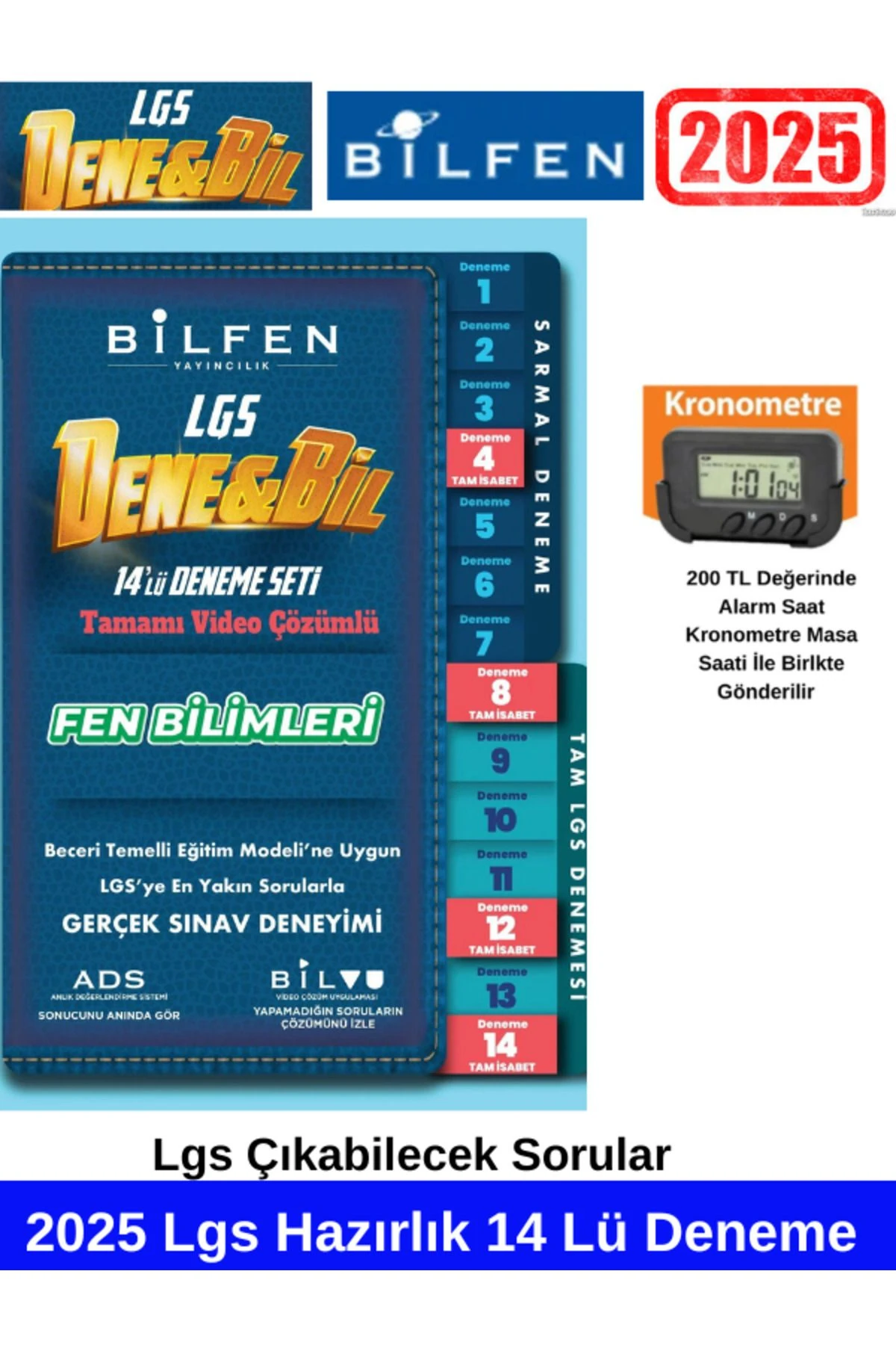 2025 Denebil 8.Sınıf Lgs Hazırlık Fen Bilimleri 14 Adet Tamamı Çözümlü Deneme+Kronometre