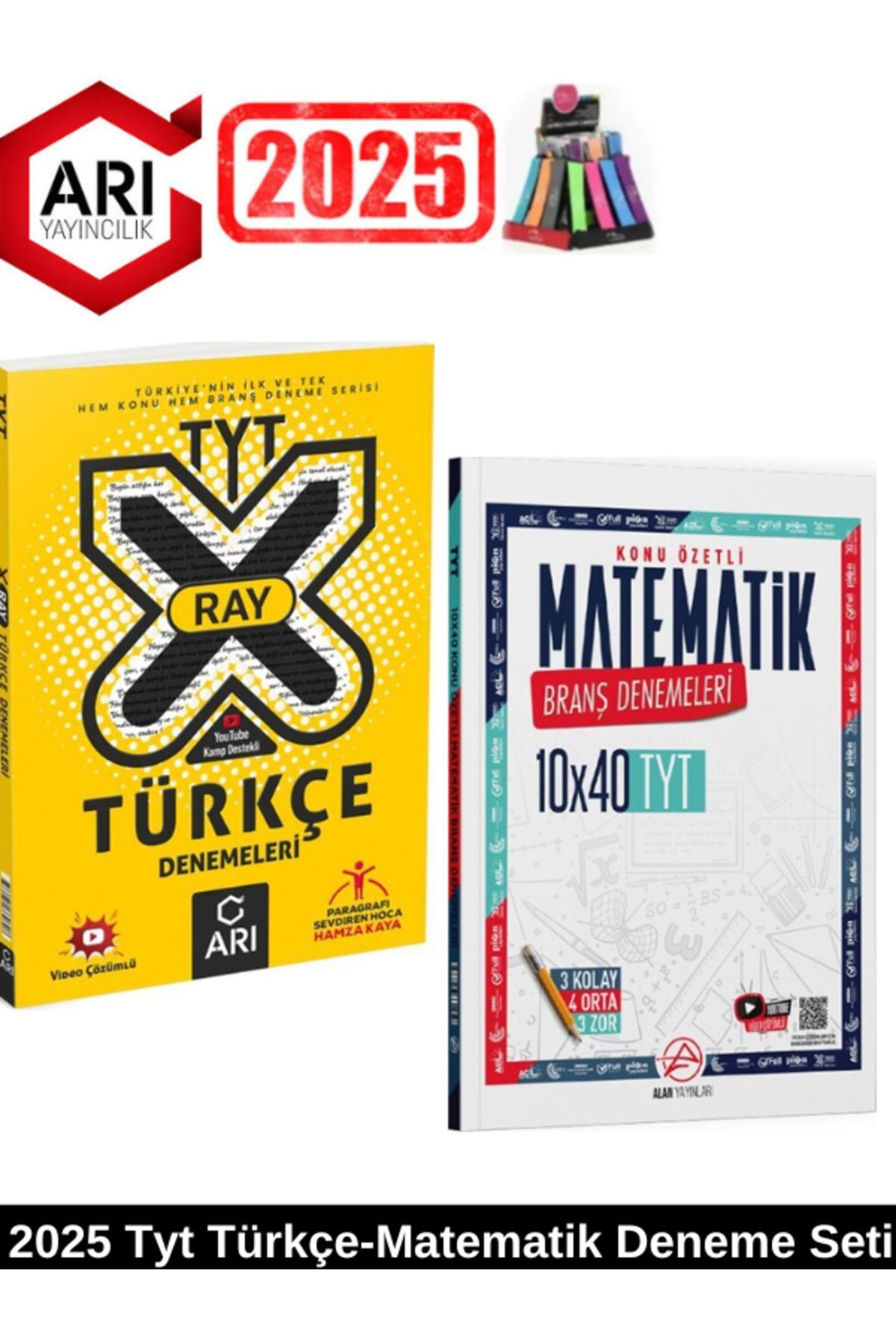 Arı X-Ray Tyt Türkçe Konu ve Branş Deneme+Alan Tyt Matematik 10x40 Deneme Seti+Kalemlik