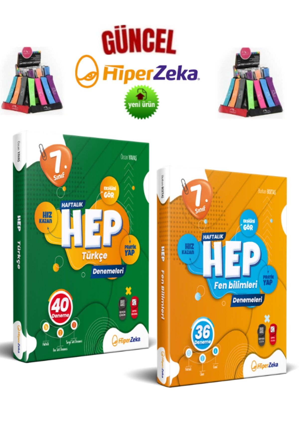 Güncel 7.Sınıf Hep Haftalık Türkçe 40 Adet Deneme+Fen 36 Deneme Seti+Kalemlik