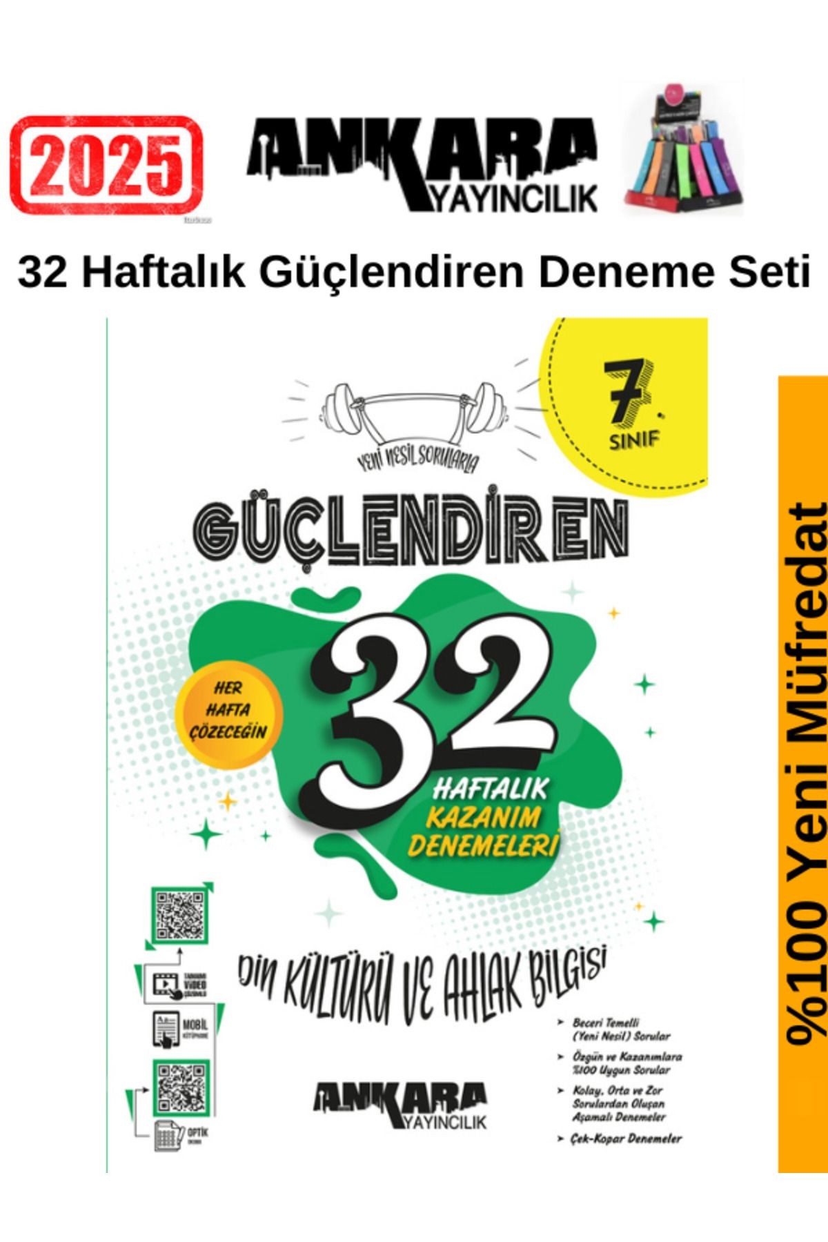 Güncel 2025 7.Sınıf Güçlendiren Din 32 Hafta Video Çözümlü Deneme Seti+Kalemlik