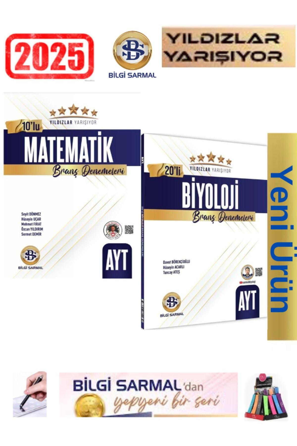 2025 AYT Biyoloji20-Matematik10 Yıldızlar Yarışıyor 30 lu Branş Denemesi(Yeni Ürün)+Kalem+Kalemlik