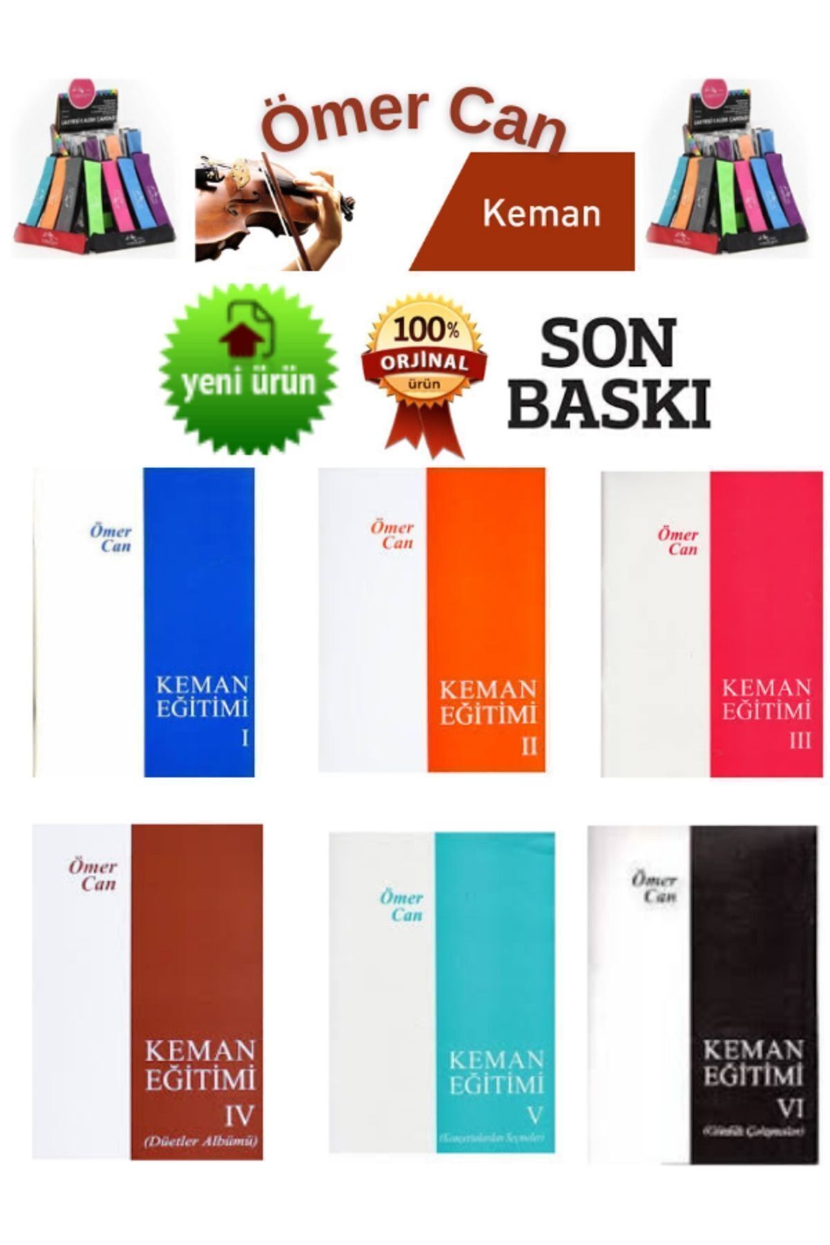 Ömer Can Keman Eğitimi 1-2-3-4-5-6  (Orijinal Ürün-Son Baskı)6 Kitap+Cambridge Lastikli Kalemlik