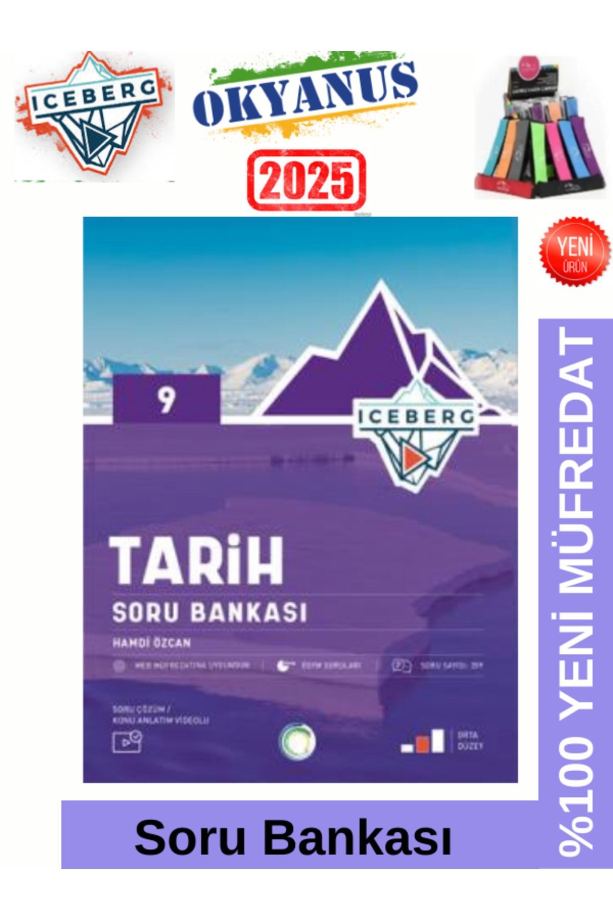 2025 9.Sınıf Iceberg 9.Sınıf Tarih %100 Yeni Müfredat Soru Bankası+ Kalemlik