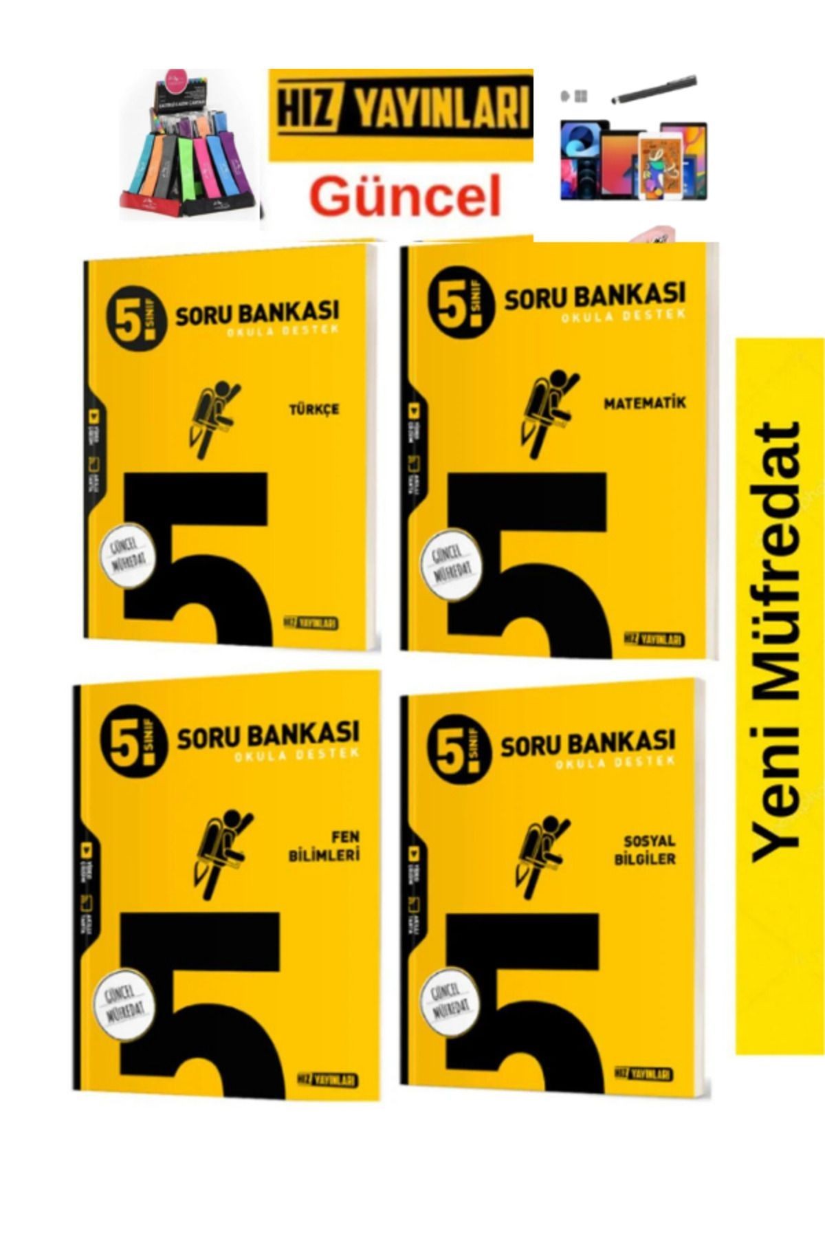 2025 5.Sınıf Yeni Müfredat Türkçe-Matematik-Fen-Sosyal Soru Bankası Seti+Kalemlik+Kalem