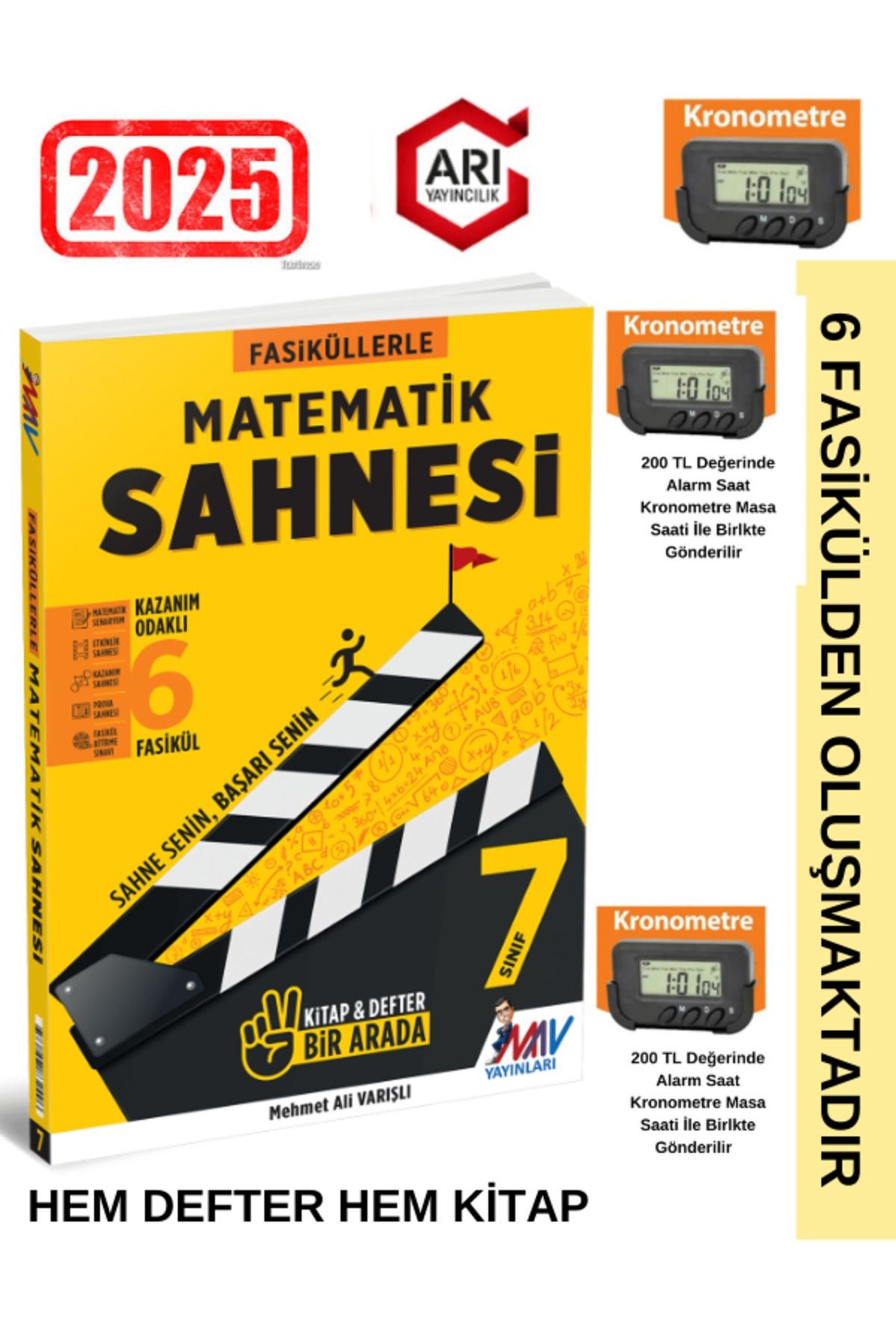 Arı Yayıncılık 2025 7.Sınıf Matematik Sahnesi Fasiküllerle Hem Defter Hem Kitap+Kronometre