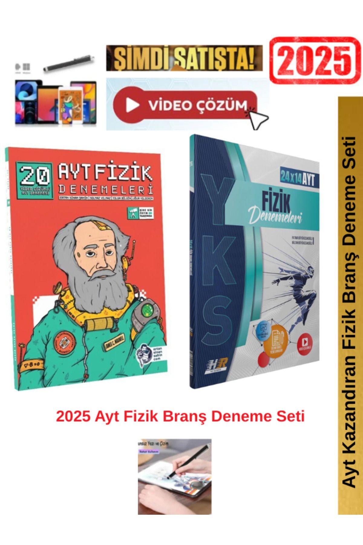 Ertan Sinan Şahin 2025 Ayt Fizik 20 Deneme+Hız ve Renk Ayt Fizik 24x14 Deneme Seti+Android Kalem