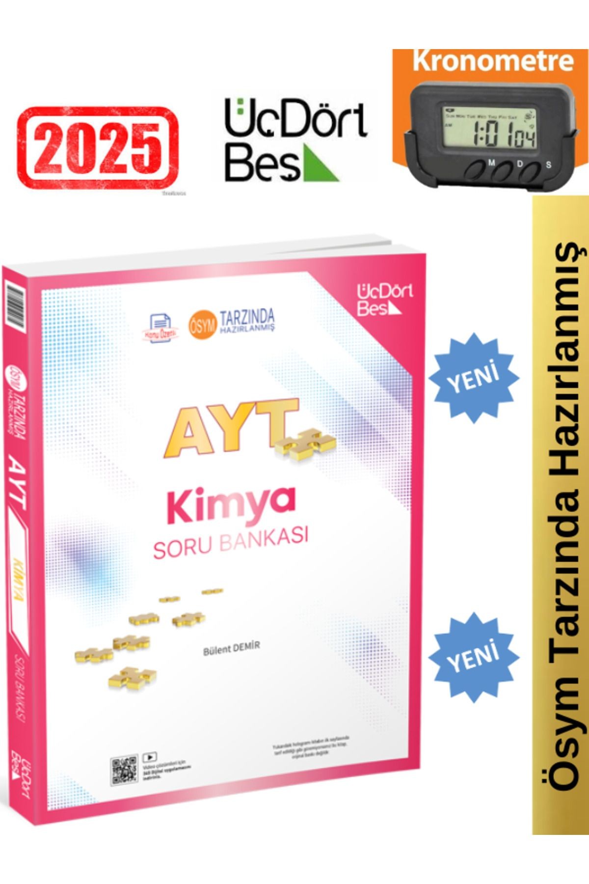 2025 Ayt Kimya Video Çözümlü Soru Bankası Seti (Yeni Ürün)+Kronometre