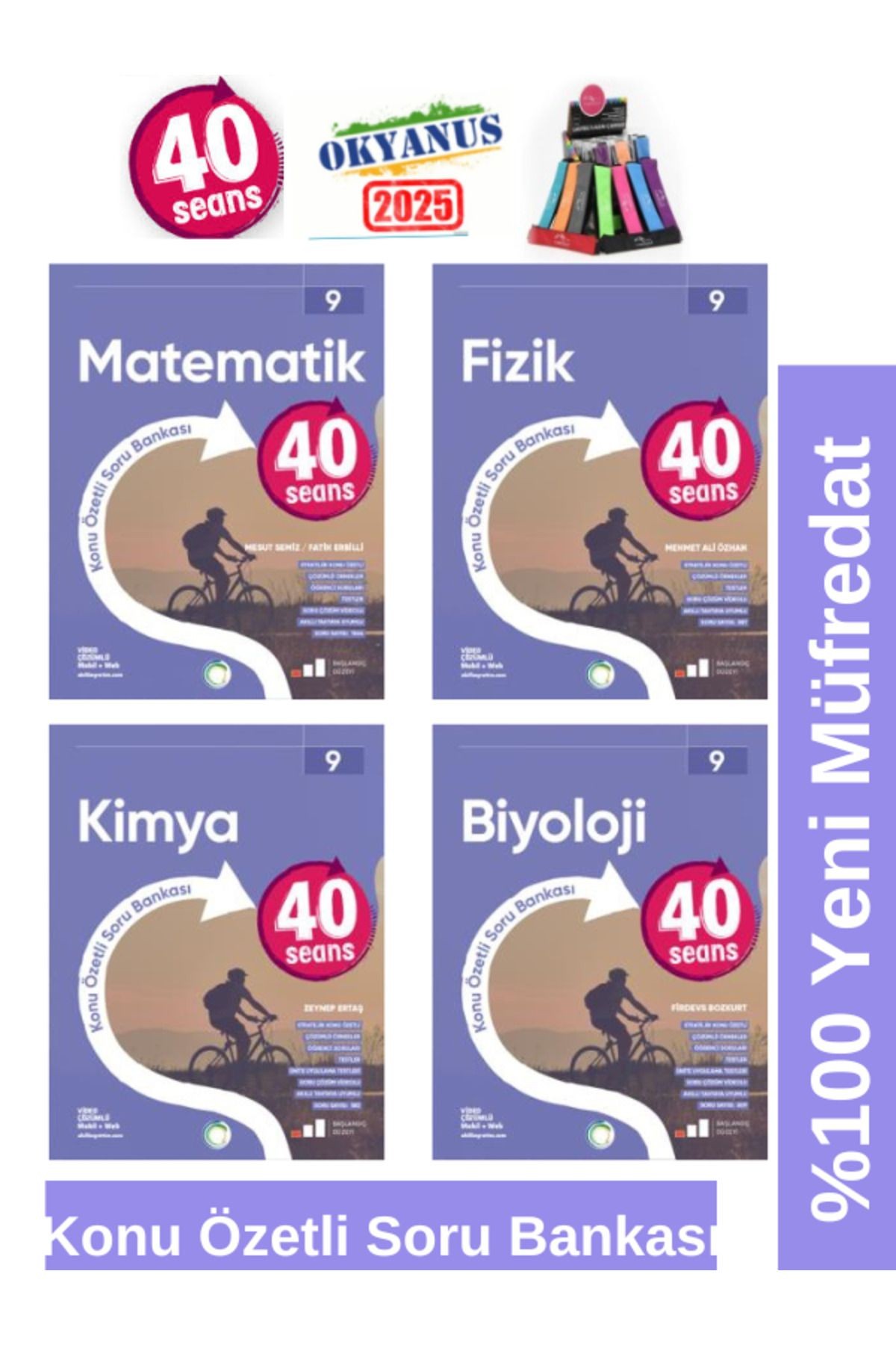 2025 9.Sınıf 40 Seans Matematik-Fizik-Kimya-Biyoloji Yeni Konu Özetli Soru Bankası+Kalemlik