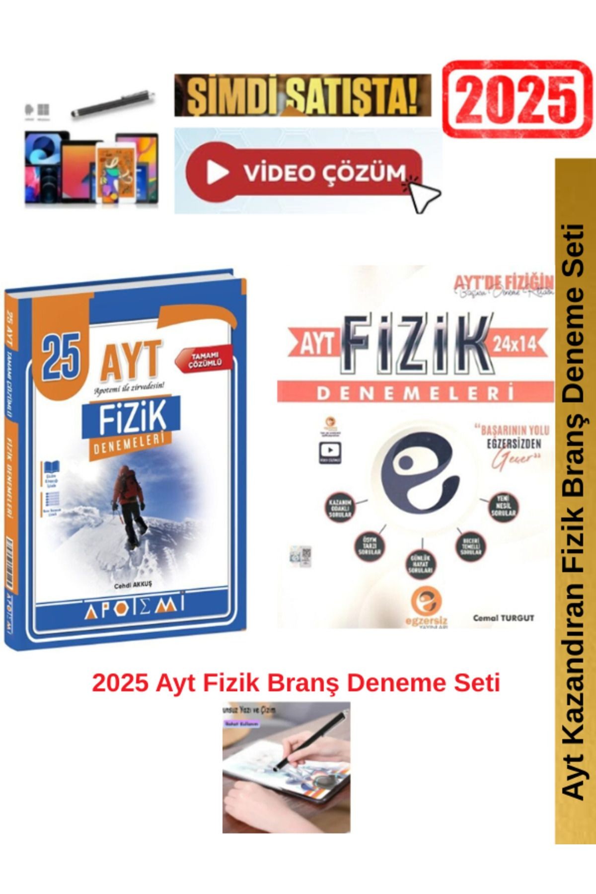 2025 Ayt Fİzik 25 li Branş Deneme+Egzersiz Ayt Fizik 24x14 Deneme Seti+Android Kalem