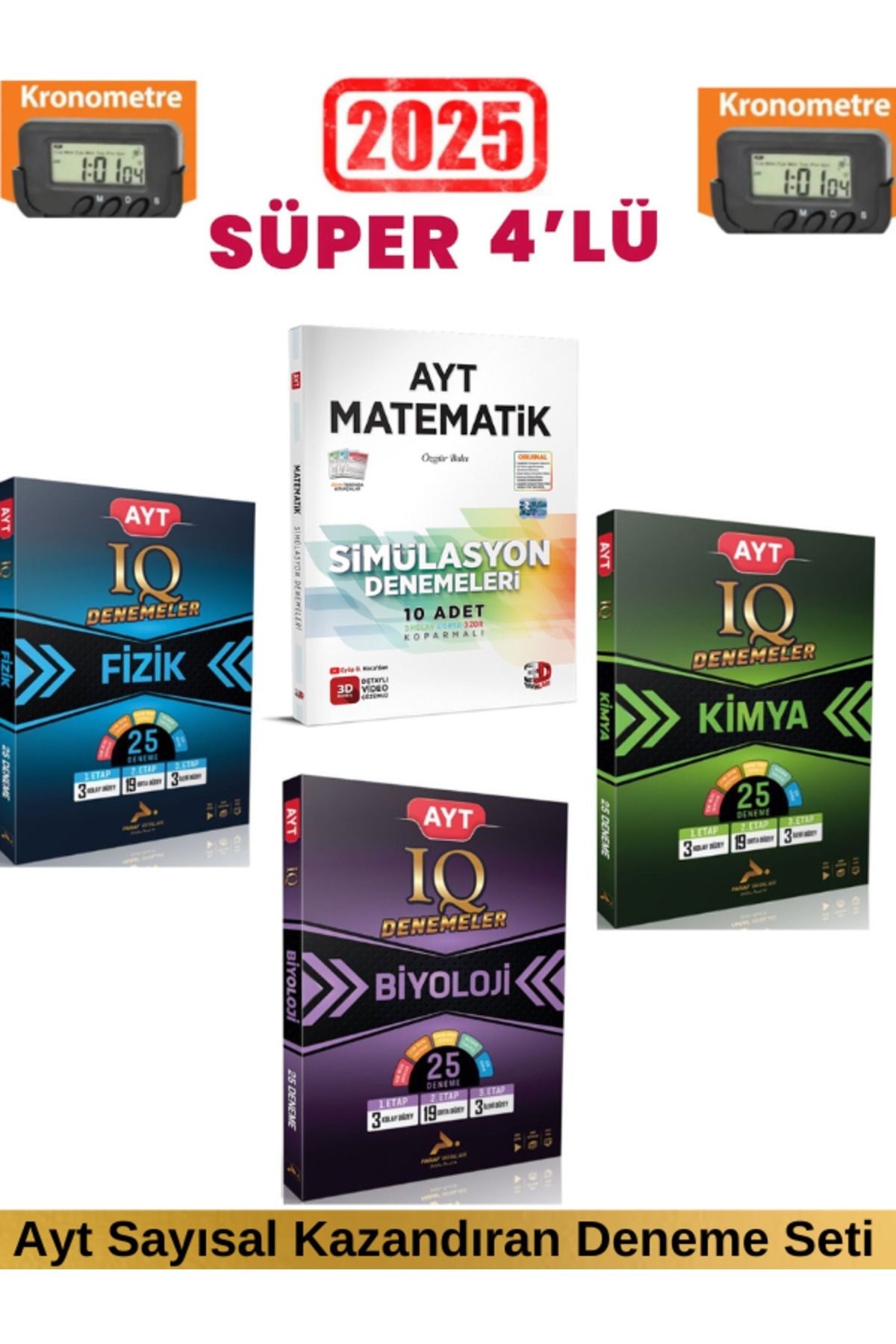 2025 3D Ayt Matematik 10 Deneme+Paraf IQ Ayt Fizik 25+Kimya25+Biyoloji25 Deneme