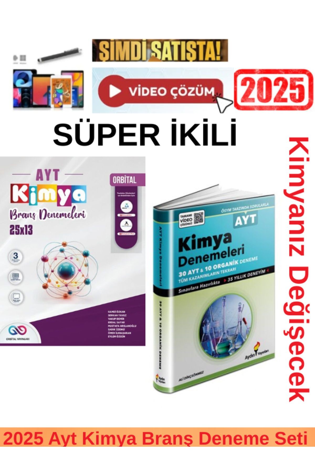 2025 Ayt Kimya 25x13 Branş Deneme+Endemik Ayt Kimya 30 Branş Deneme Seti+Kalem