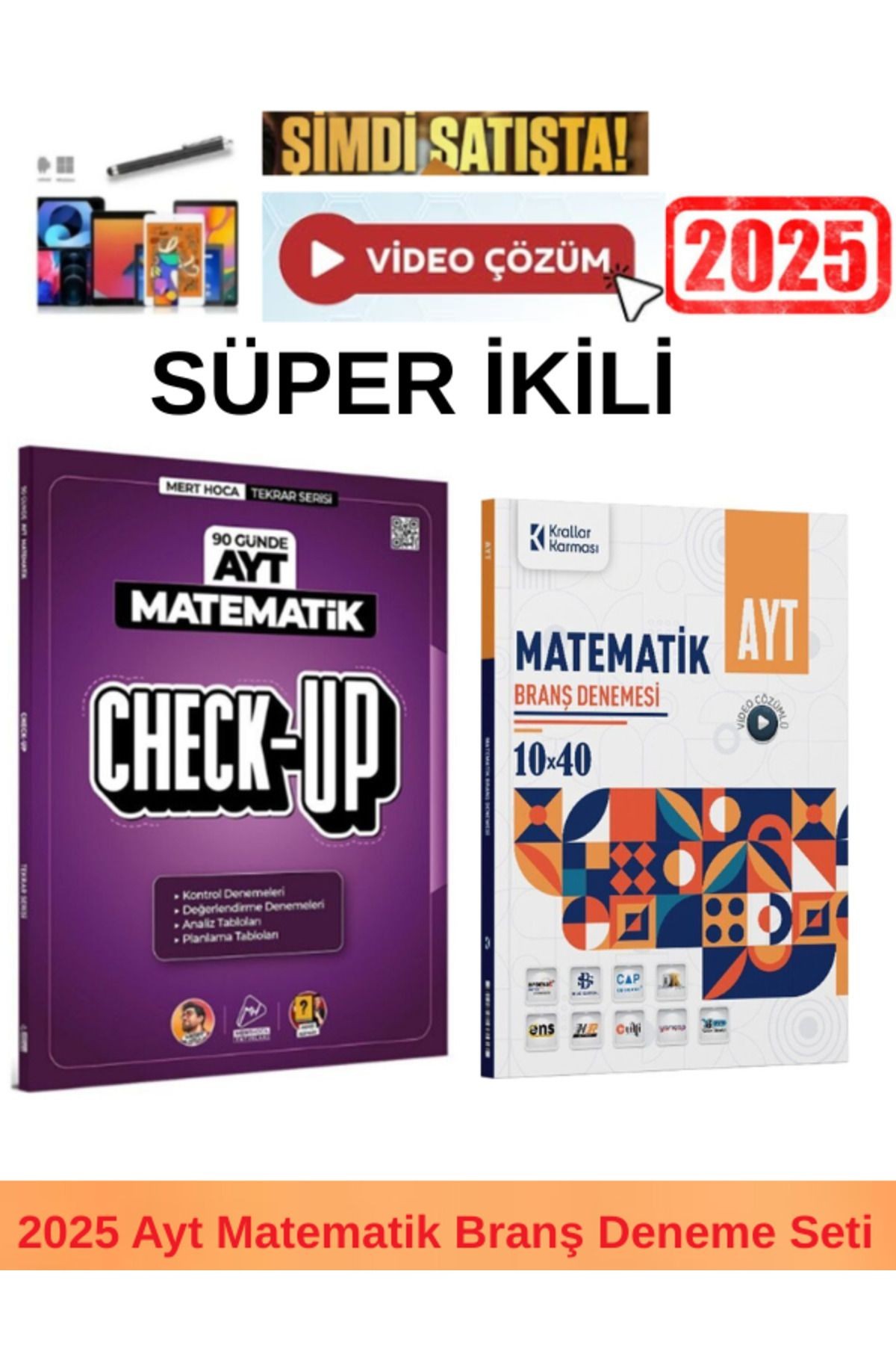 2025 Ayt Check Up 90 Günde Matematik Deneme+Krallar Ayt Matematik 10x40 Deneme+Kalem