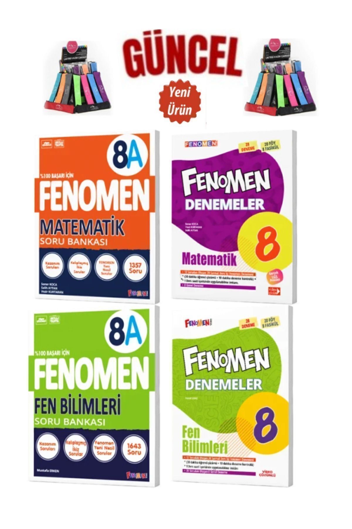 Güncel 8.Sınıf Matematik A-Fen A(Kolay)Soru Bankası-Matemetik-Fen Deneme Seti+Kalemlik