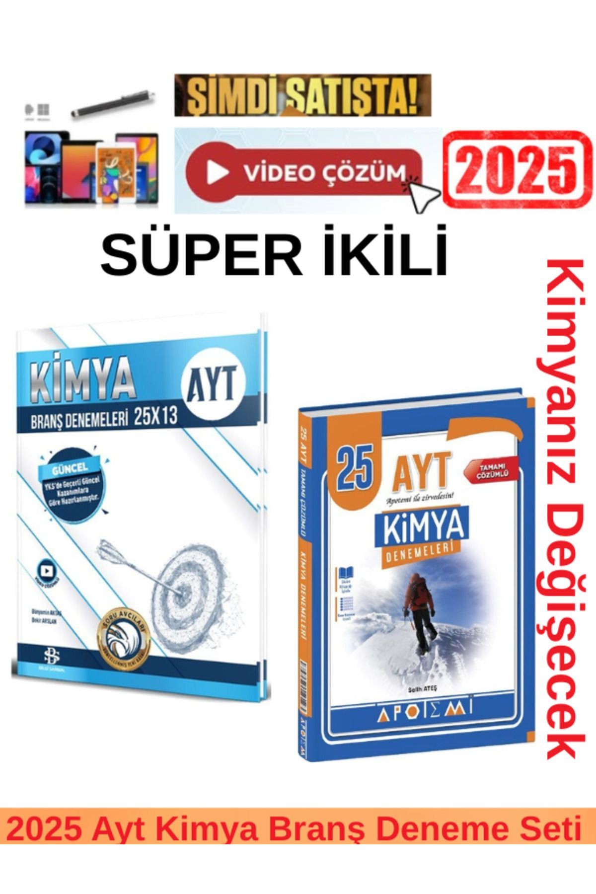 2025 Ayt Kimya 25x13 Branş Deneme +Apotemi Ayt Kimya 25 Branş Deneme Seti+Kalem