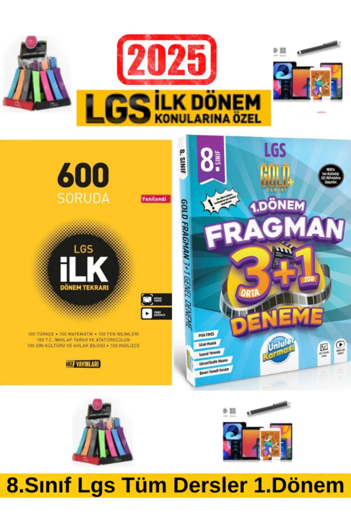 Hız 2025 8.sınıf Lgs 600 Soruda 1.dönem Tekrar Ünlüler Fragman 3orta 1zor 1.dönem Deneme Kalem