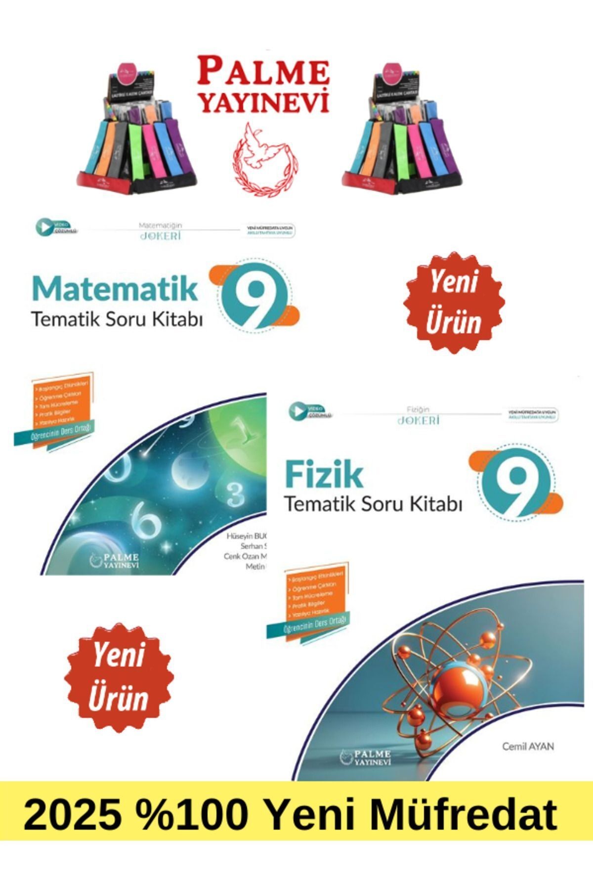 2025 9.Sınıf Matematik-Fizik %100 Yeni Müfredat Tematik Soru Bankası+Kalemlik(Yeni Ürün)