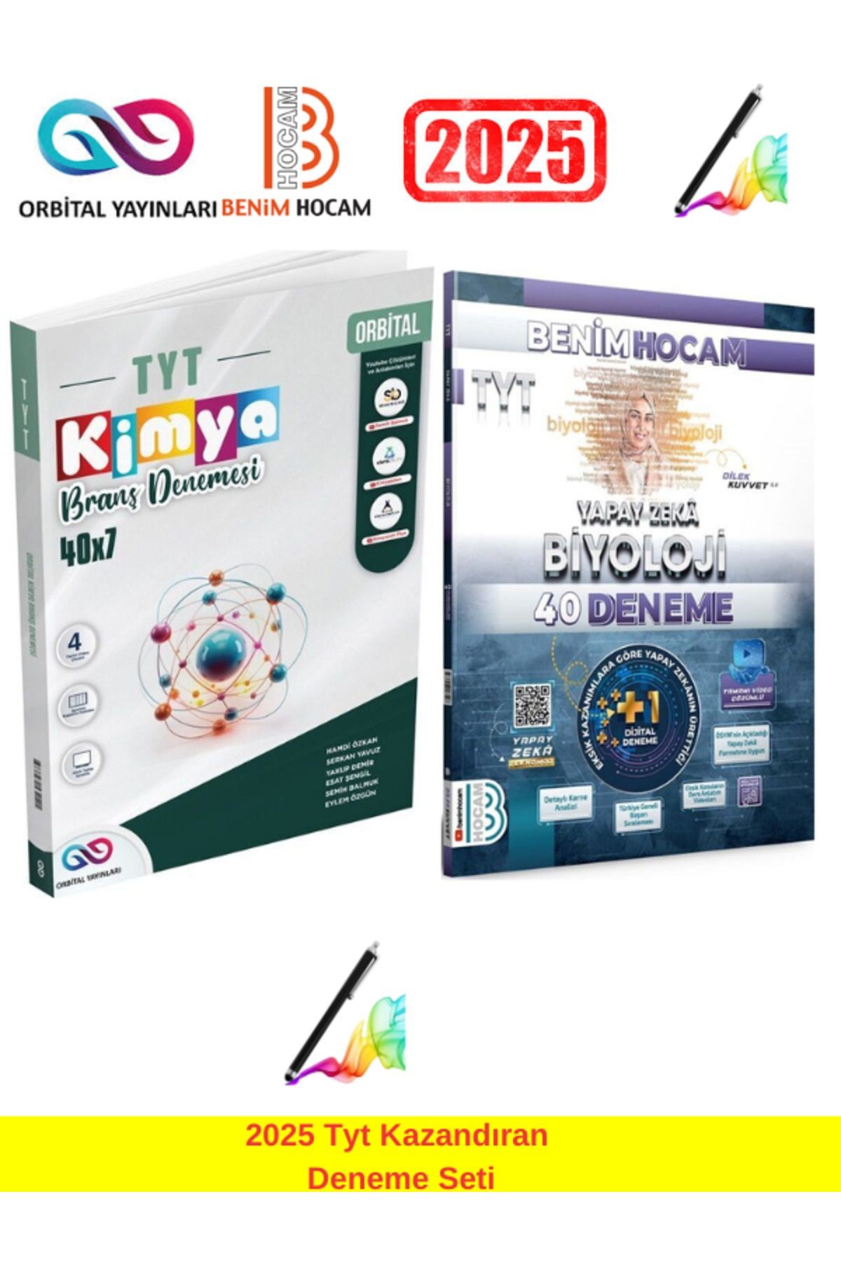 2025 Tyt Kimya 40x7 Branş Deneme+Benim Hocam Yayınları TYT Yapay Zekâ Biyoloji 40 Deneme+Kalem