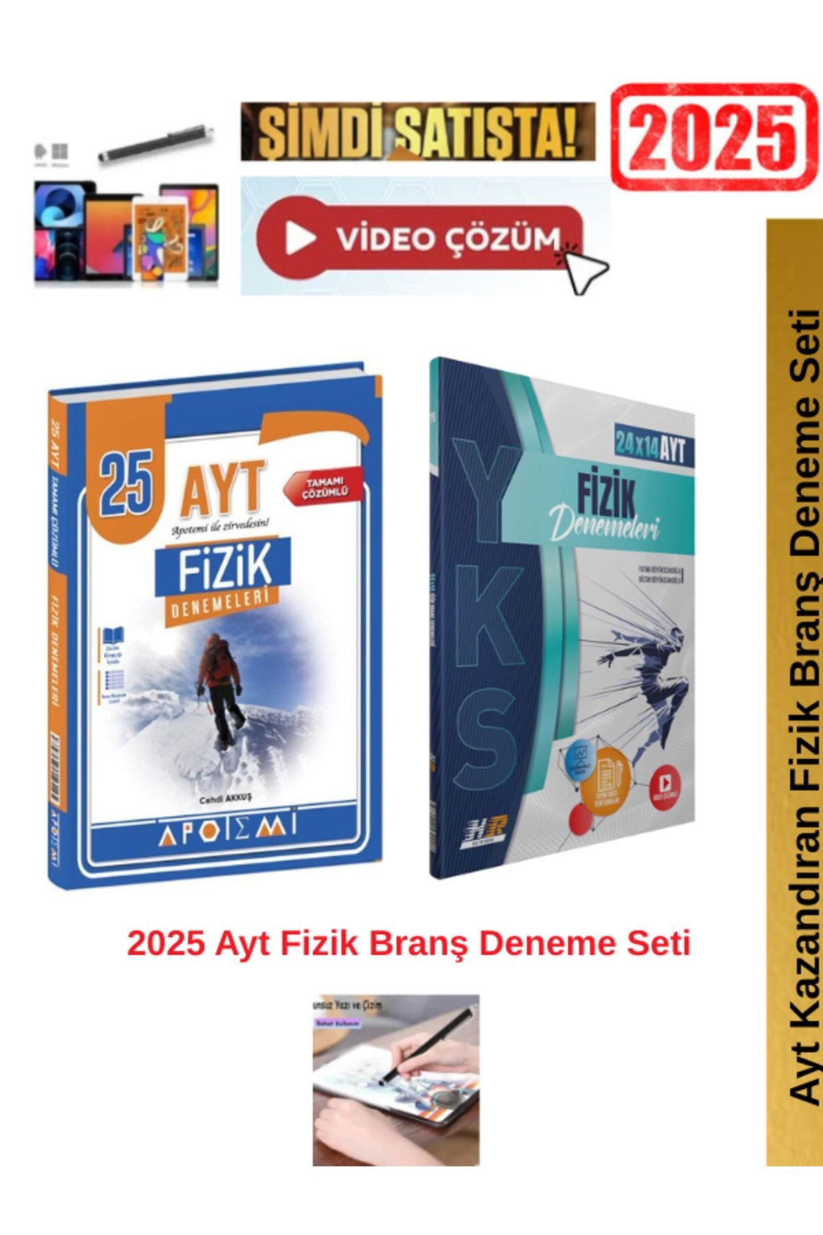 2025 Ayt Fİzik 25 li Branş Deneme+Hız ve Renk Ayt Fizik 24x14 Deneme Seti+Android Kalem