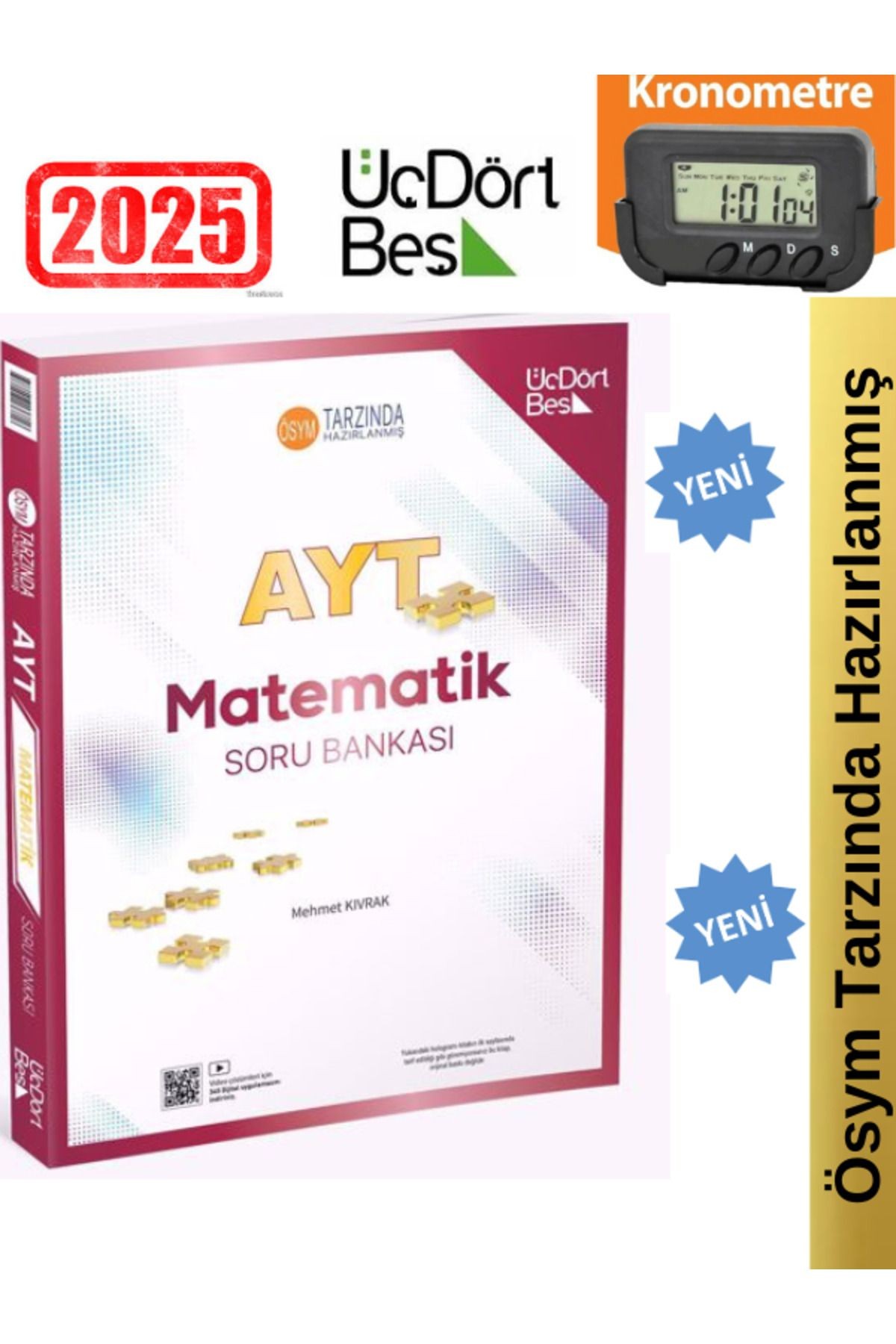 2025 Ayt Matematik Video Çözümlü Soru Bankası Seti (Yeni Ürün)+Kronometre