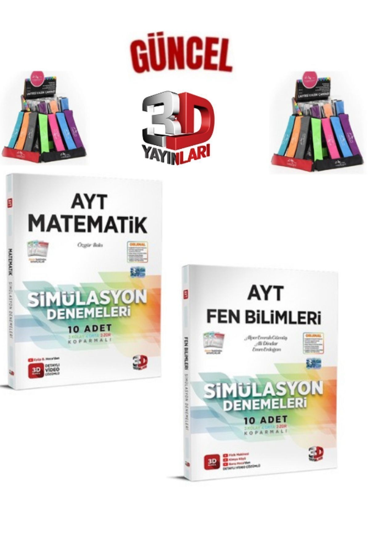 2025 3D Çözüm Ayt Matematik(10)-Fen(10) 20 Adet Deneme Seti+Cambridge Kalemlik