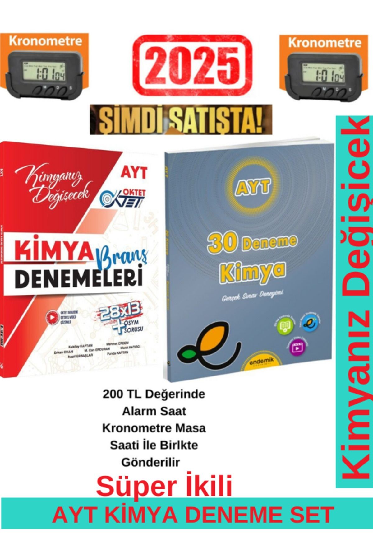 Oktet 2025 Ayt Kimya 28x13 Deneme+Endemik Ayt Kimya 30 Deneme Seti+Kronometre
