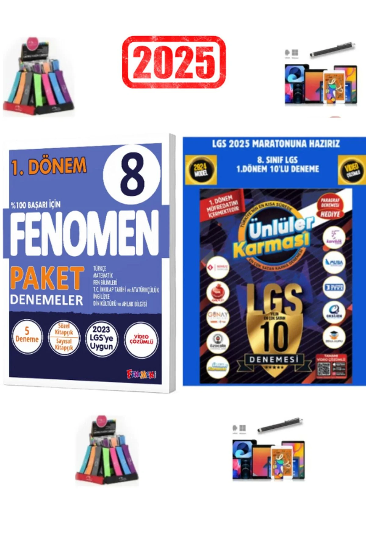2025 8.Sınıf Lgs 1.Dönem 8 Li Paket Deneme+Ünlüler 8. Sınıf LGS 1.Dönem 10 Deneme