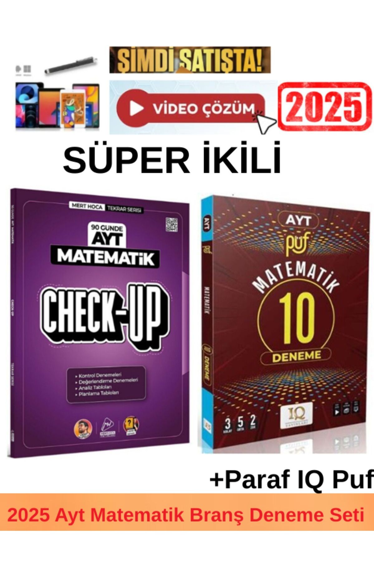 2025 Ayt Check Up 90 Günde Matematik Deneme+Parag IQ Puf Ayt Matematik 8 Deneme+Kalem