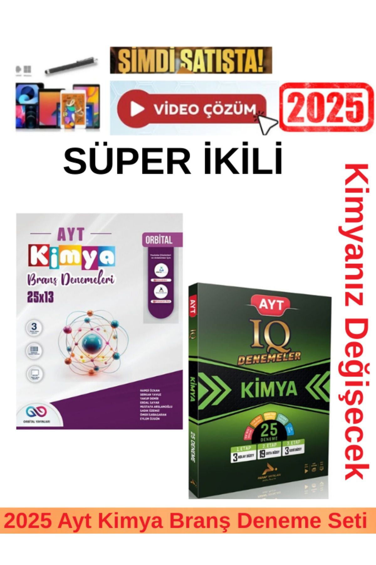 2025 Ayt Kimya 25x13 Branş Deneme+Paraf IQ Ayt Kimya 25 Deneme Seti+Android Kalem