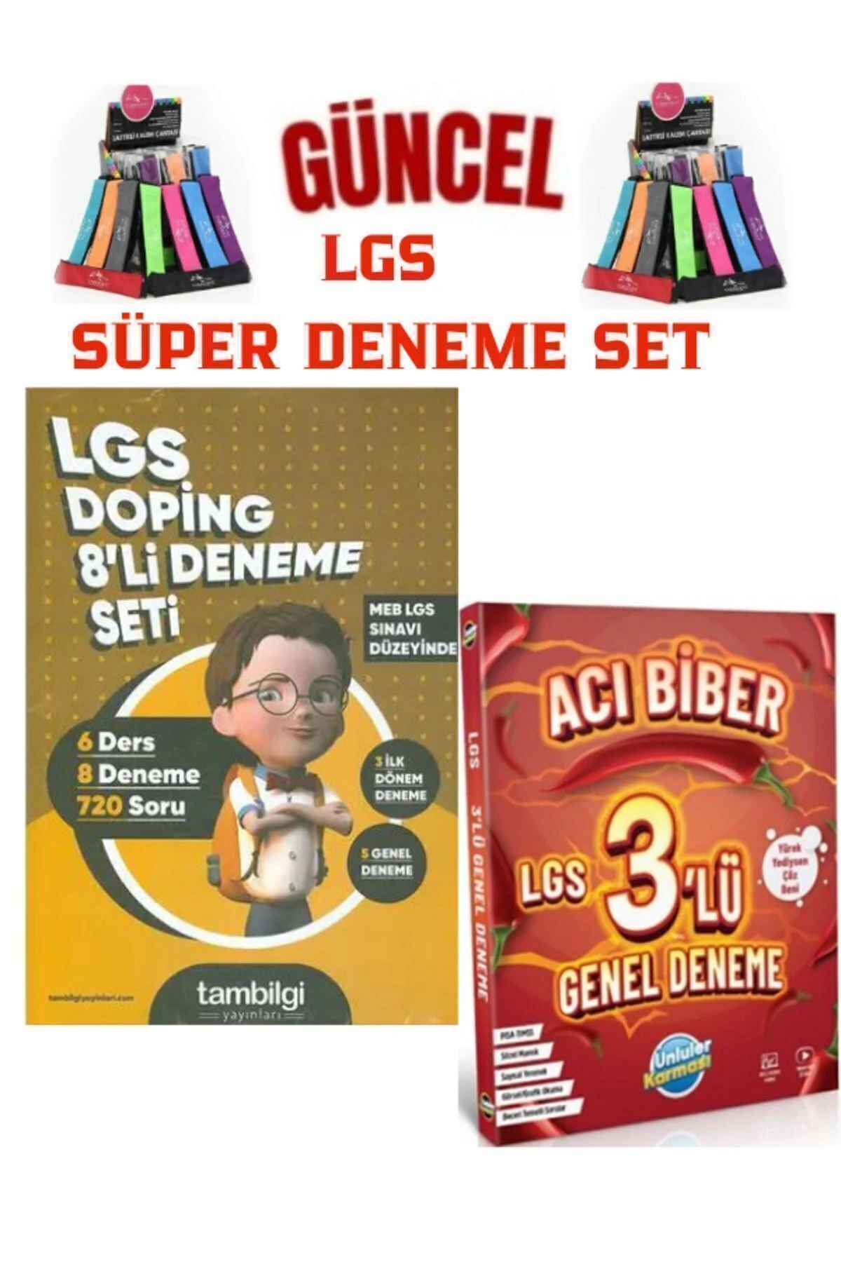 TamBilgi Yayınları Doping 8 li Deneme(720Soru)+Ünlüler Karması Lgs Acı Biber 3lü Deneme+Kalemlik